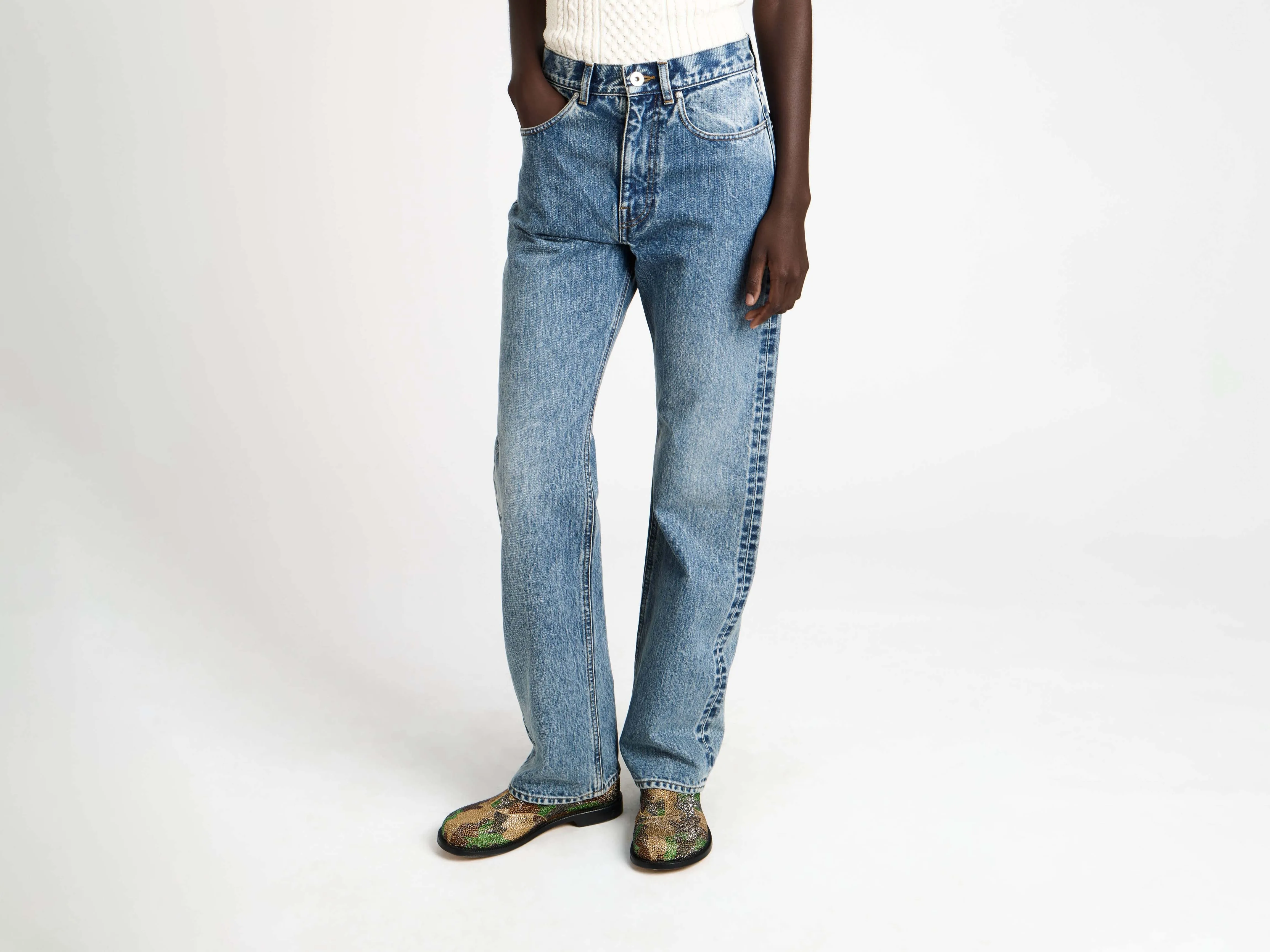 WOMENS STRAIGHT LEG DENIM JEANS IN MID BLUE sold by J.W. Anderson