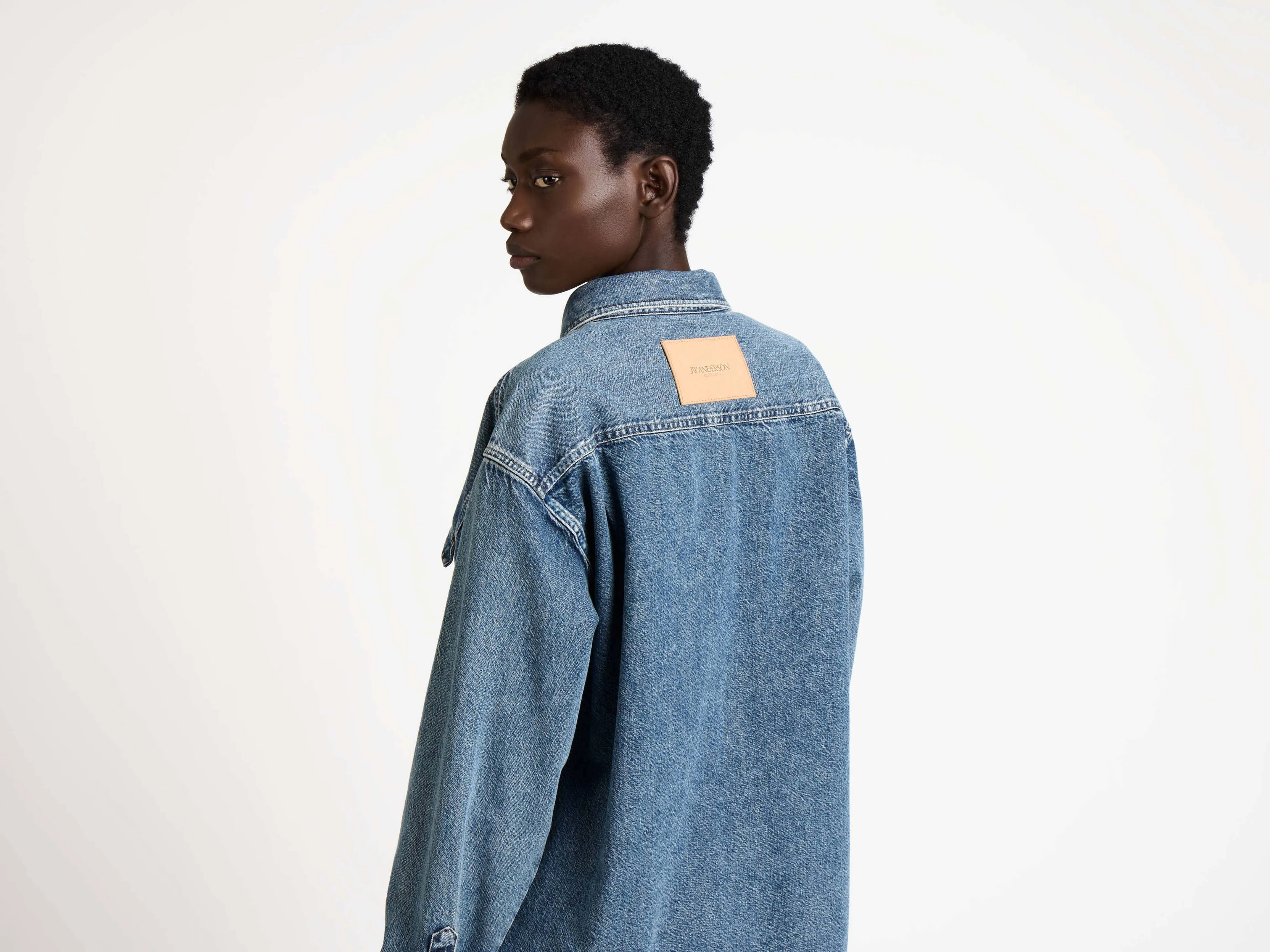 WOMENS OVERSIZED DENIM SHIRT IN MID BLUE sold by J.W. Anderson product image thumbnail 2