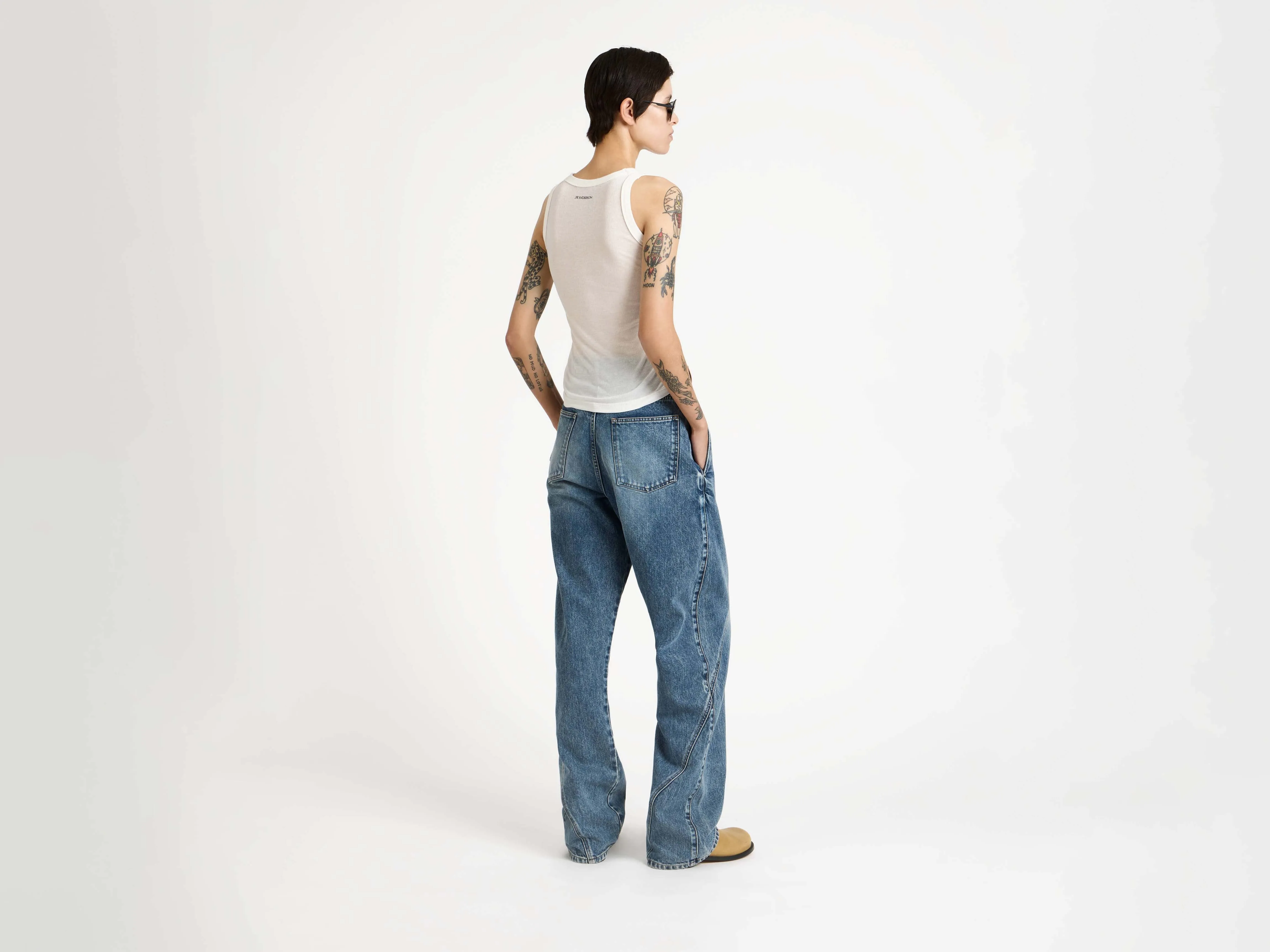 WOMENS TWISTED WORKWEAR DENIM JEANS IN MID BLUE sold by J.W. Anderson product image thumbnail 2