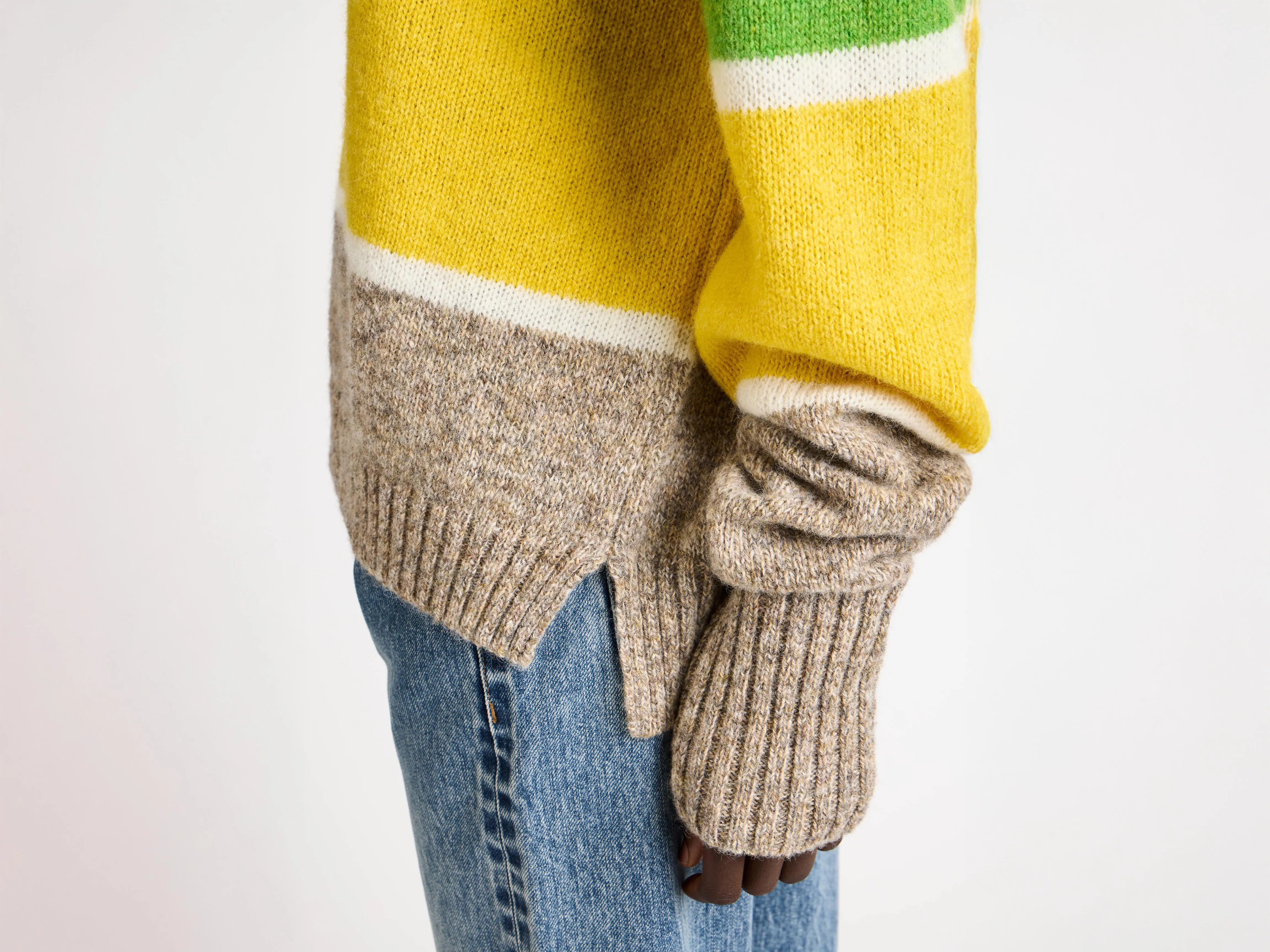 WOMENS CONTRAST STRIPED CREW NECK JUMPER IN BEIGE MELANGE sold by J.W. Anderson product image thumbnail 4