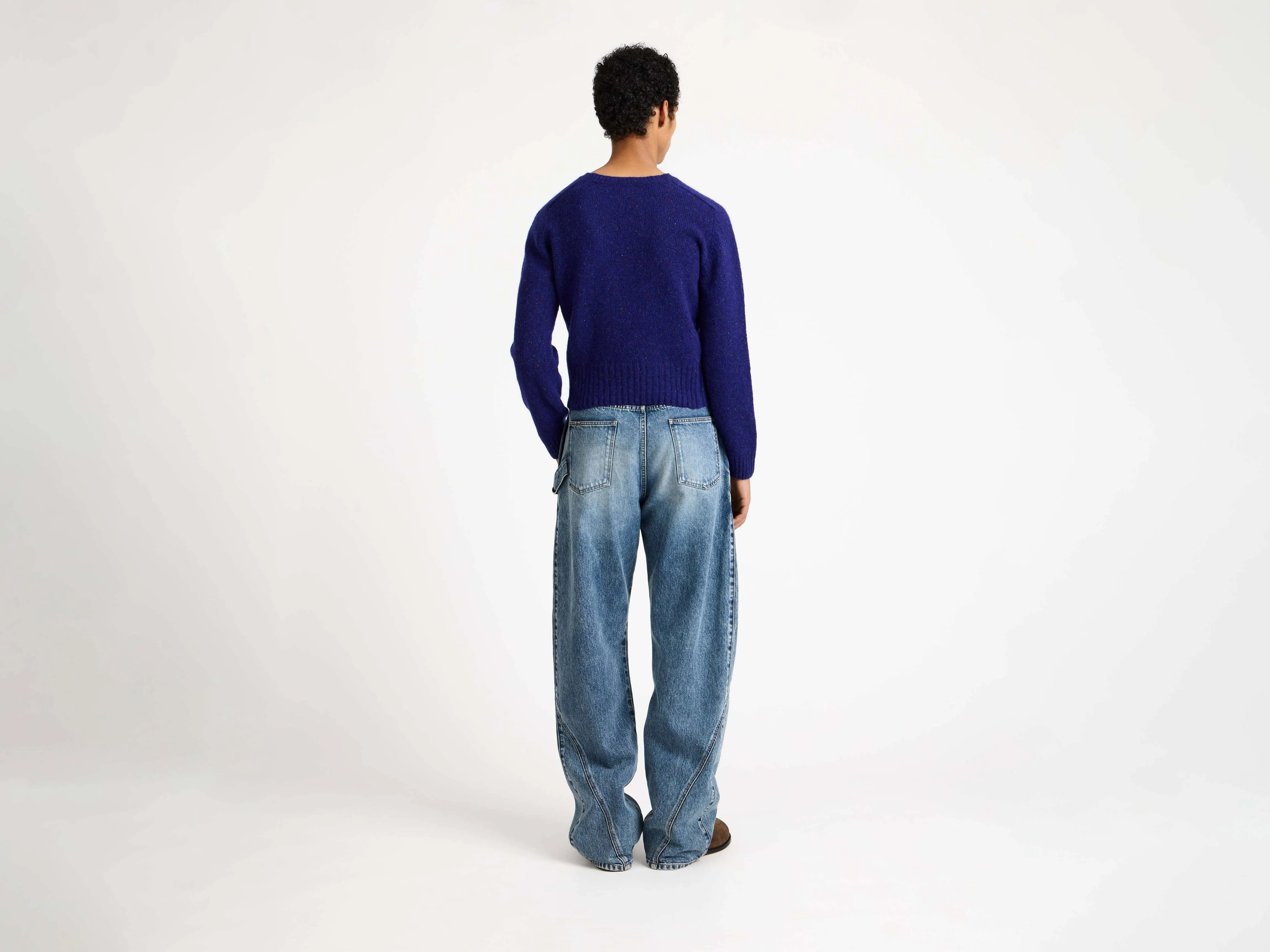 MENS SLEEVE EMBROIDERED CREW NECK JUMPER IN VIOLET sold by J.W. Anderson product image thumbnail 2