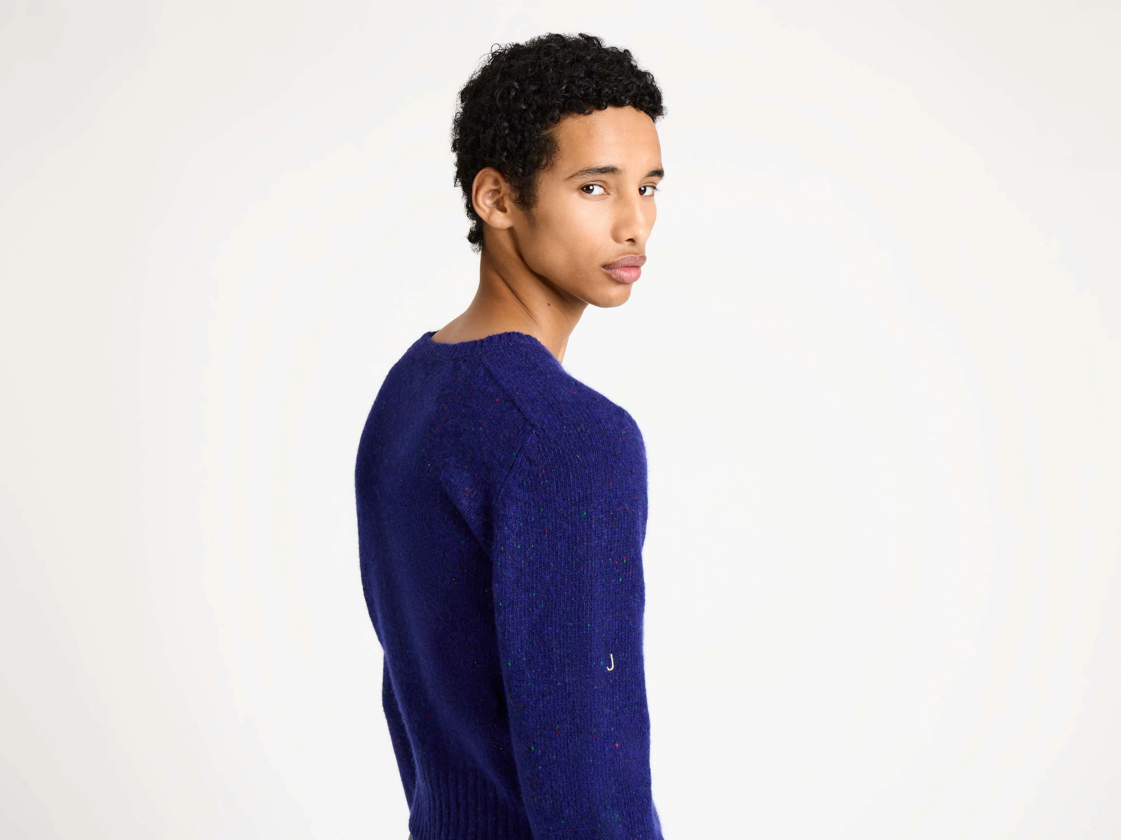 MENS SLEEVE EMBROIDERED CREW NECK JUMPER IN VIOLET sold by J.W. Anderson product image thumbnail 3