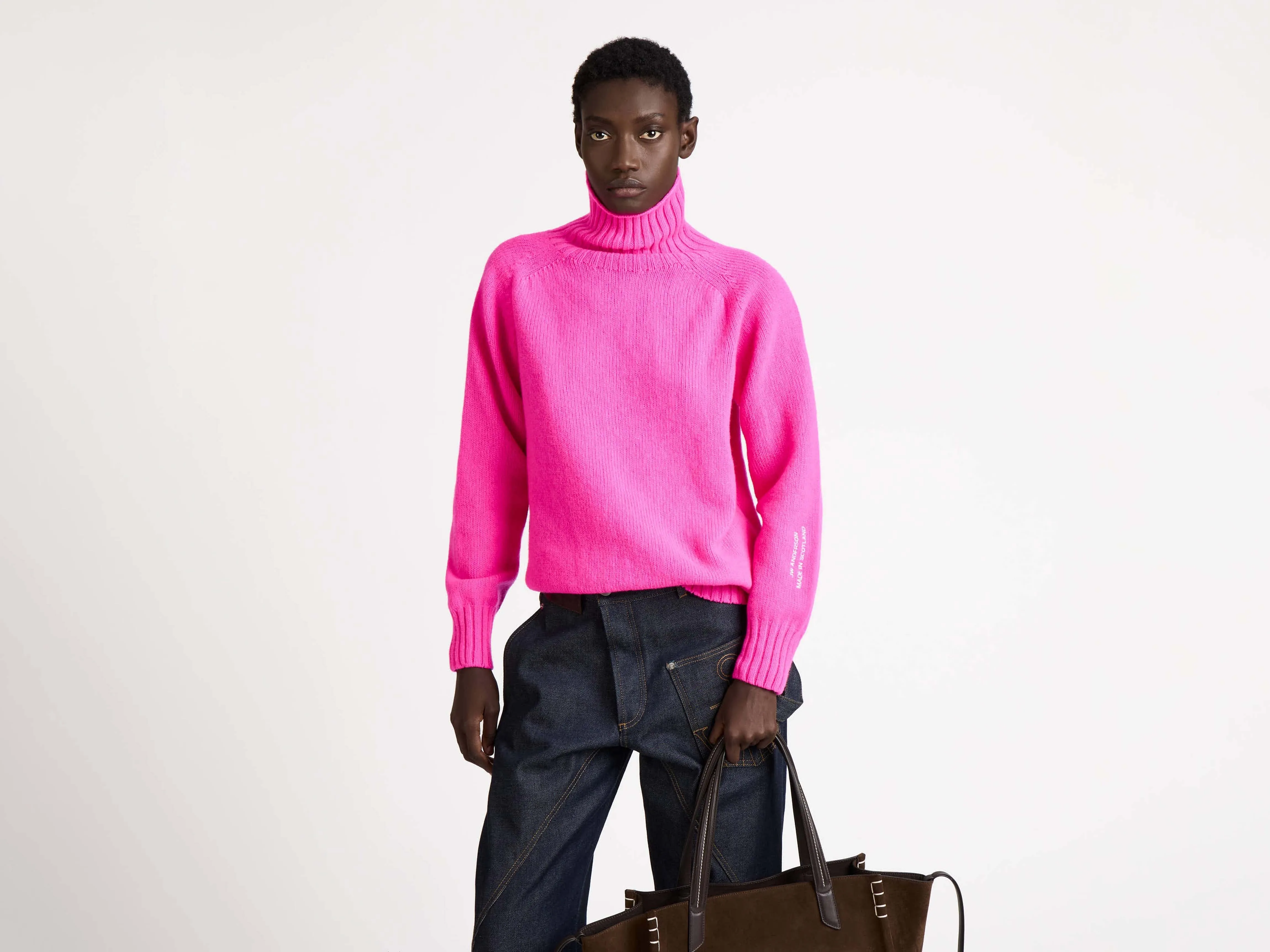 WOMENS TURTLENECK JUMPER IN NEON PINK sold by J.W. Anderson product image thumbnail 5