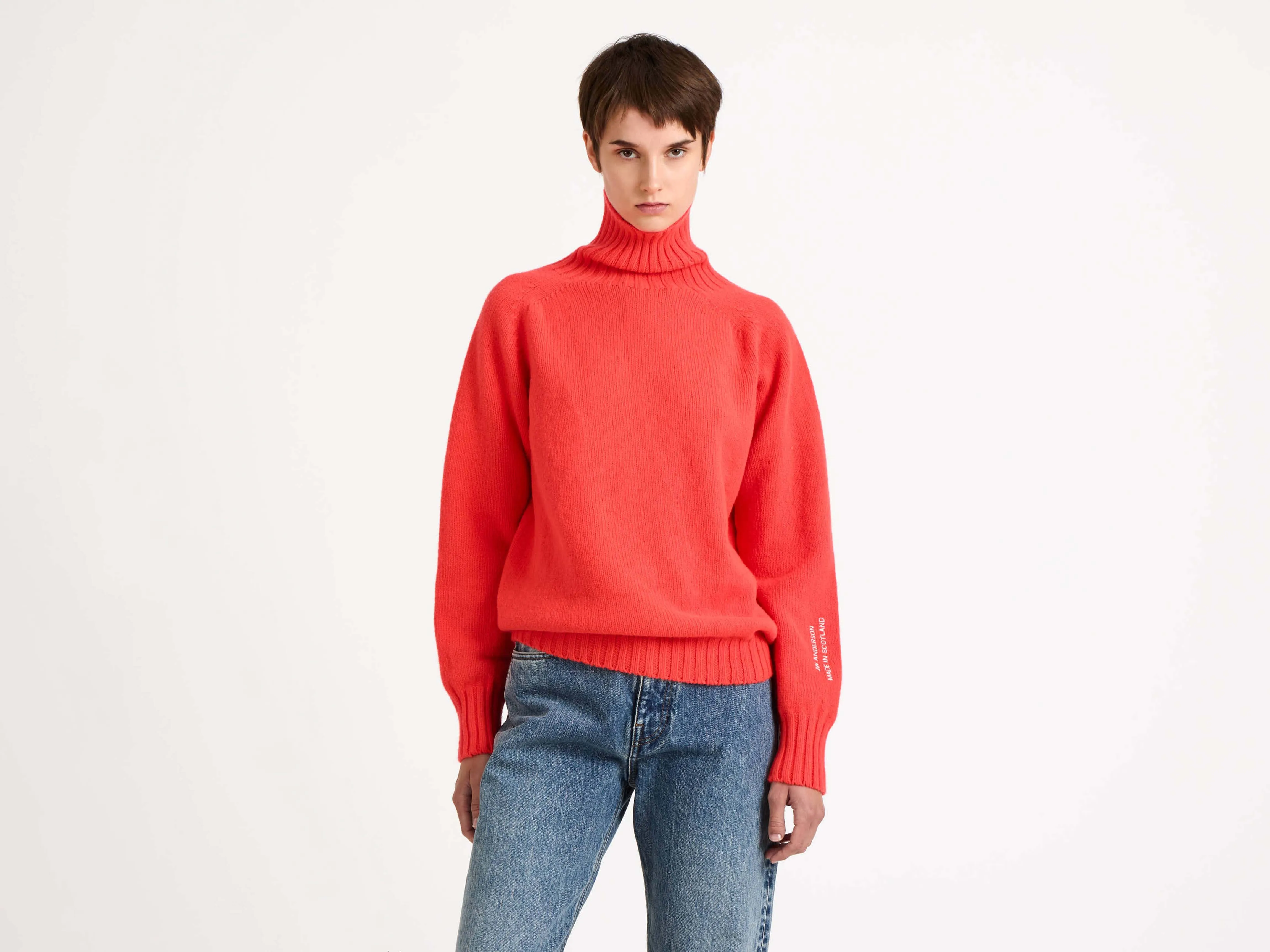 WOMENS TURTLENECK JUMPER IN NEON ORANGE sold by J.W. Anderson product image thumbnail 3