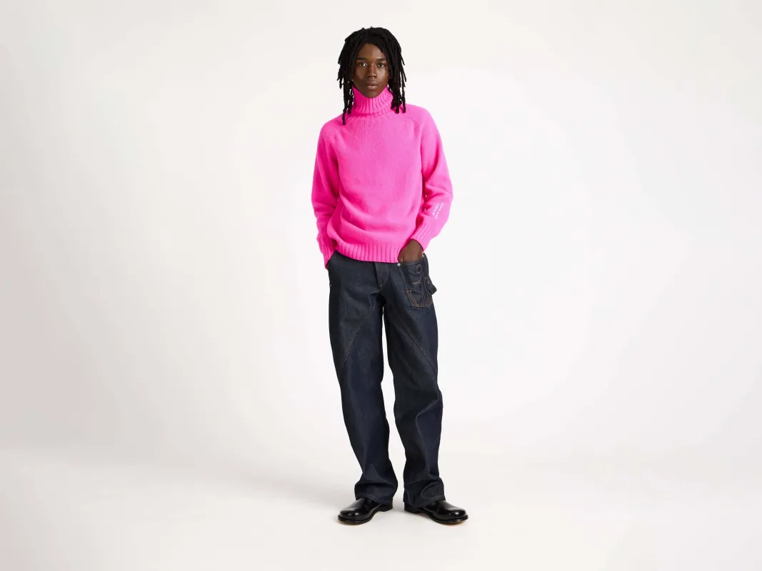 MENS TURTLENECK JUMPER IN NEON PINK sold by J.W. Anderson