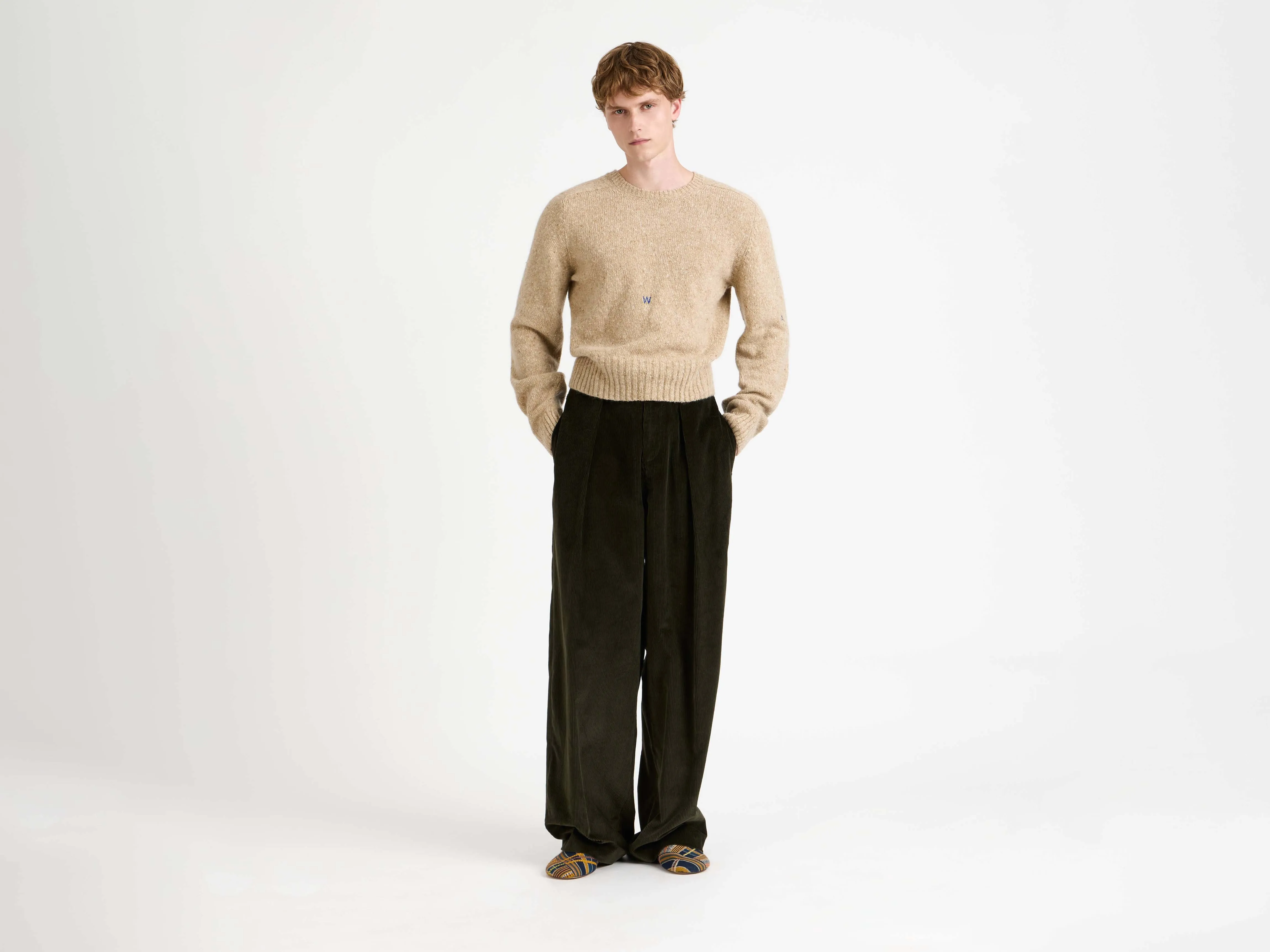 MENS SLEEVE EMBROIDERED CREW NECK JUMPER OATMEAL MELANGE sold by J.W. Anderson product image thumbnail 5