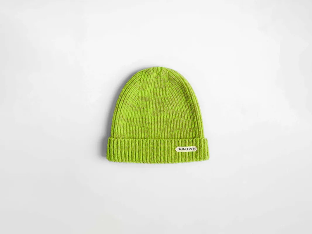 MOULINE BEANIE HAT IN NEON YELLOW sold by J.W. Anderson