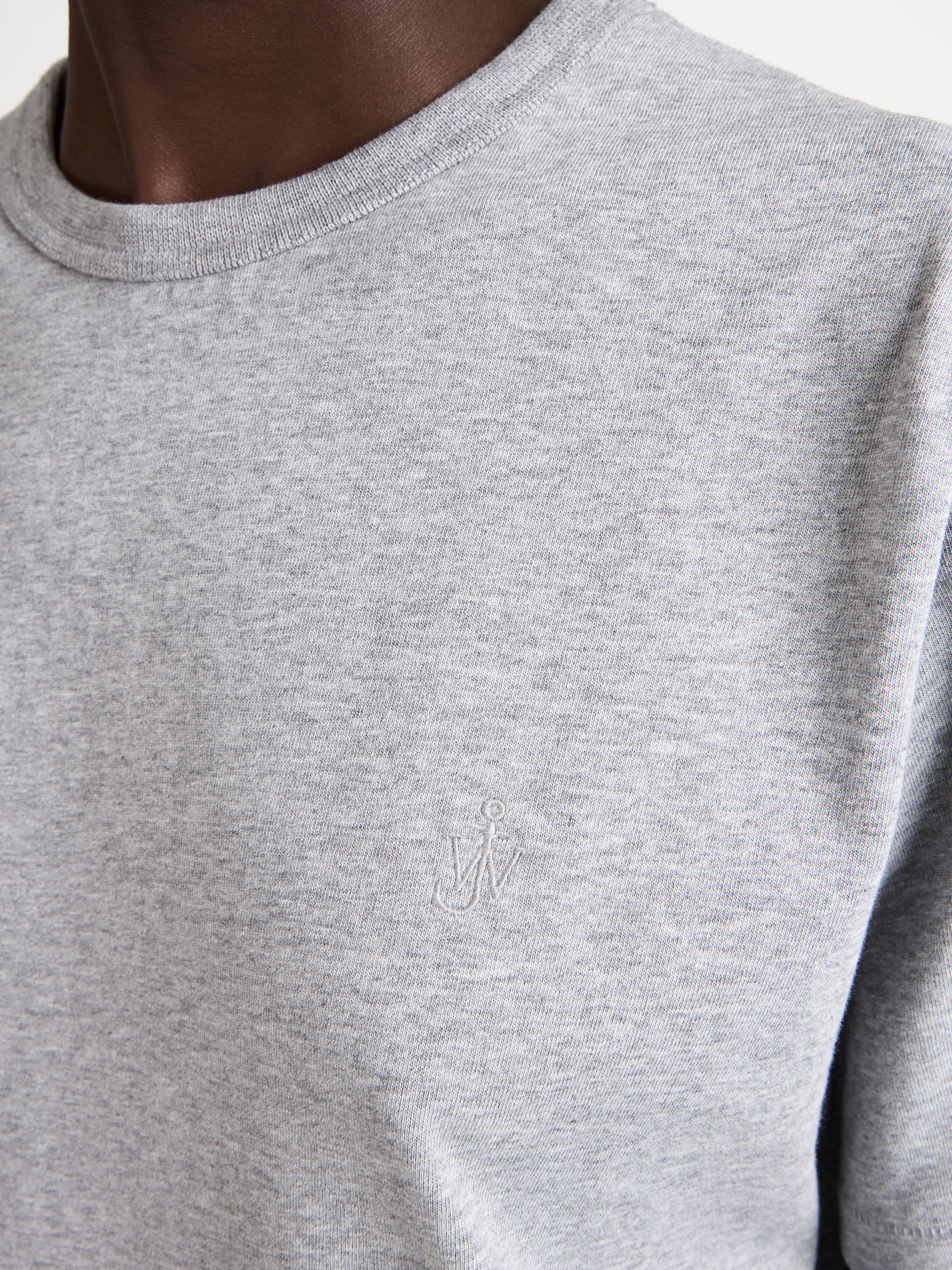 WOMENS EMBROIDERED ANCHOR T-SHIRT IN MID GREY MELANGE sold by J.W. Anderson product image thumbnail 4