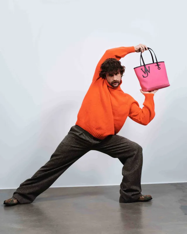 MENS TURTLENECK JUMPER IN NEON ORANGE sold by J.W. Anderson