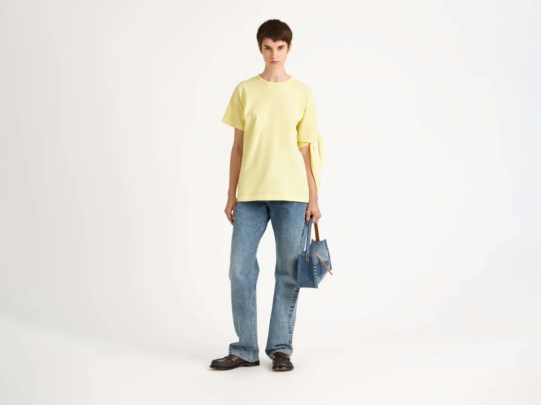 WOMENS KNOTTED SLEEVE T-SHIRT IN YELLOW sold by J.W. Anderson