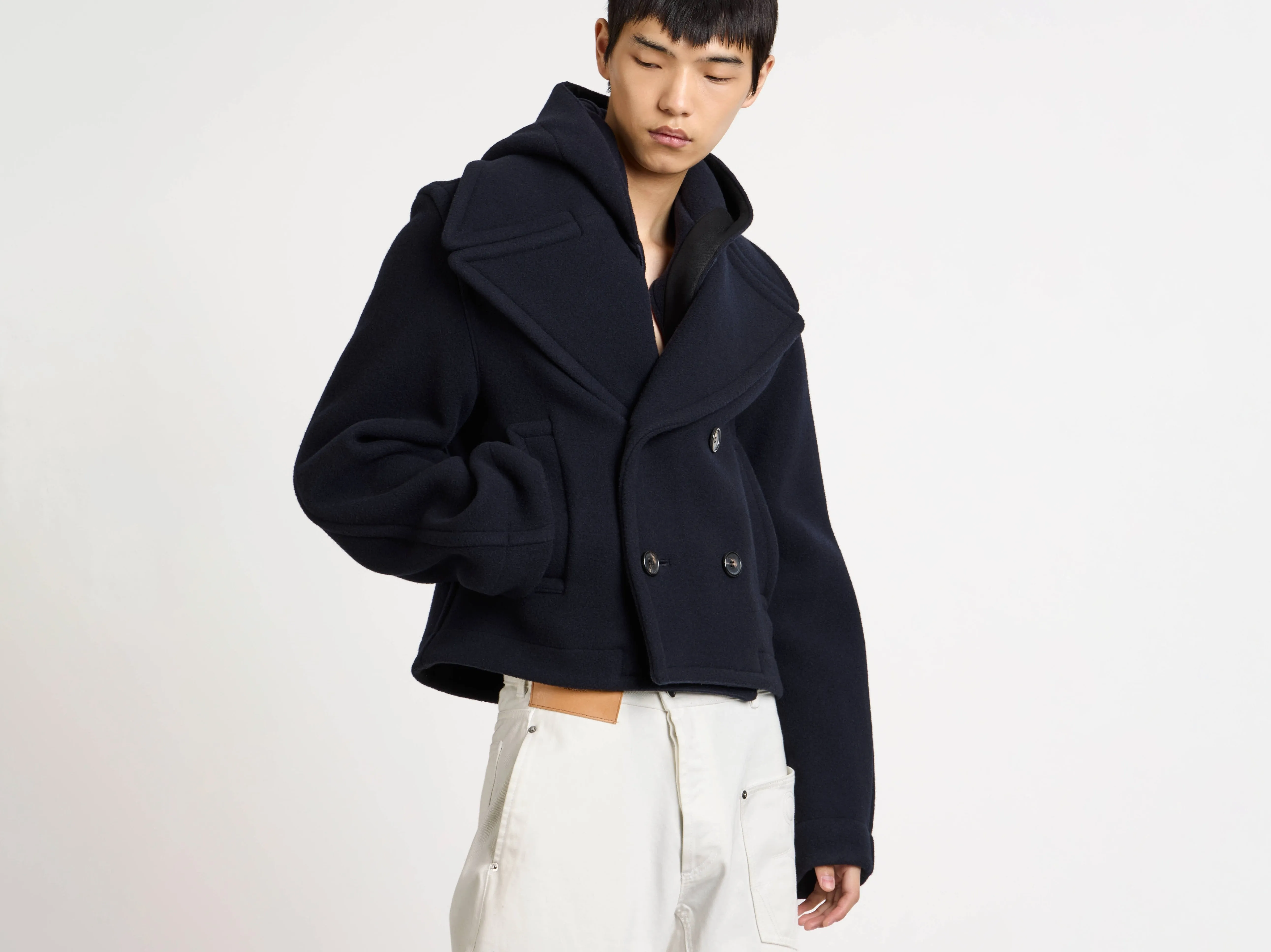 MENS CROPPED HOODED COAT IN NAVY sold by J.W. Anderson product image thumbnail 5