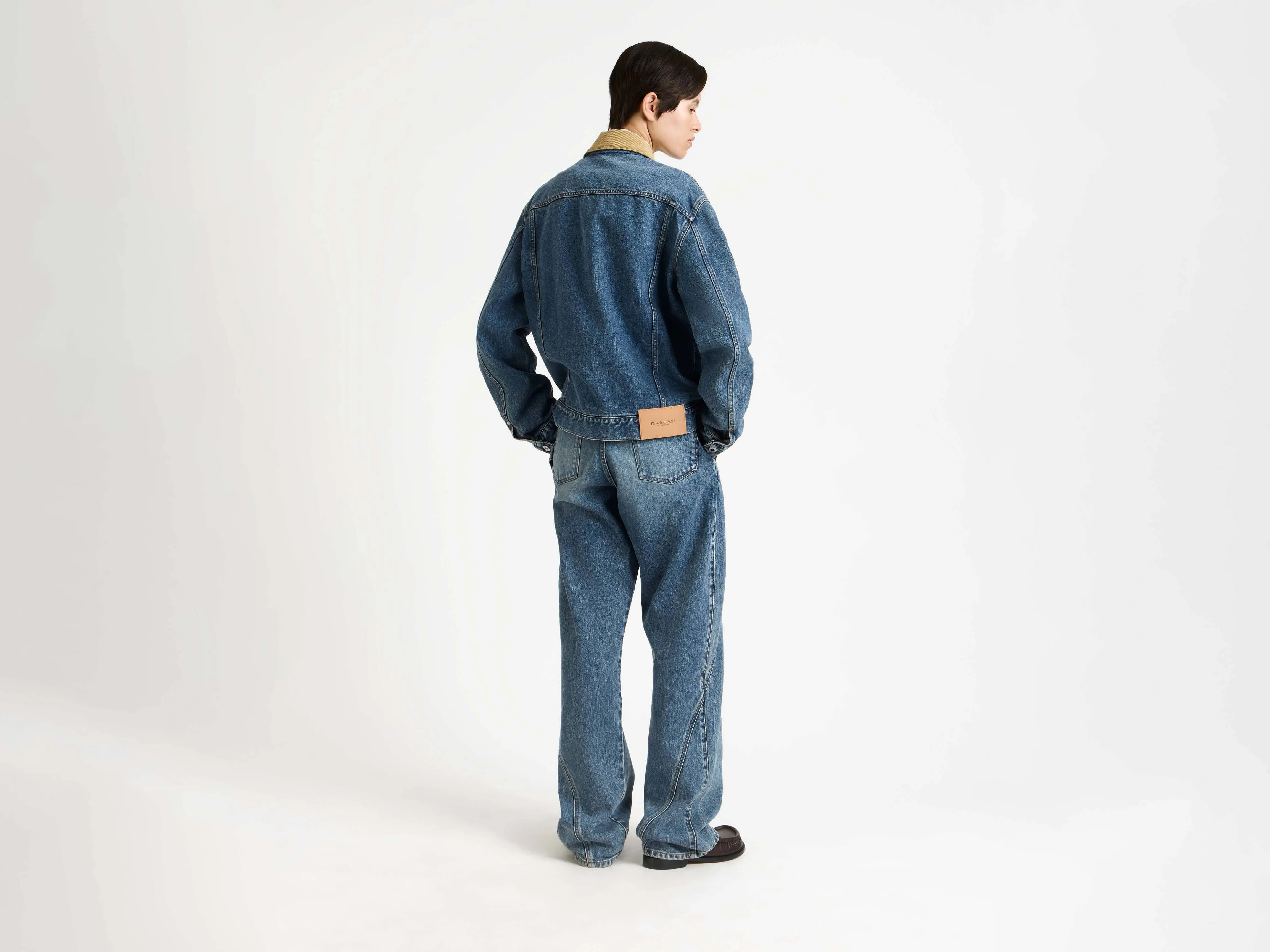 WOMENS CORDUROY COLLAR DENIM JACKET IN MID-BLUE sold by J.W. Anderson