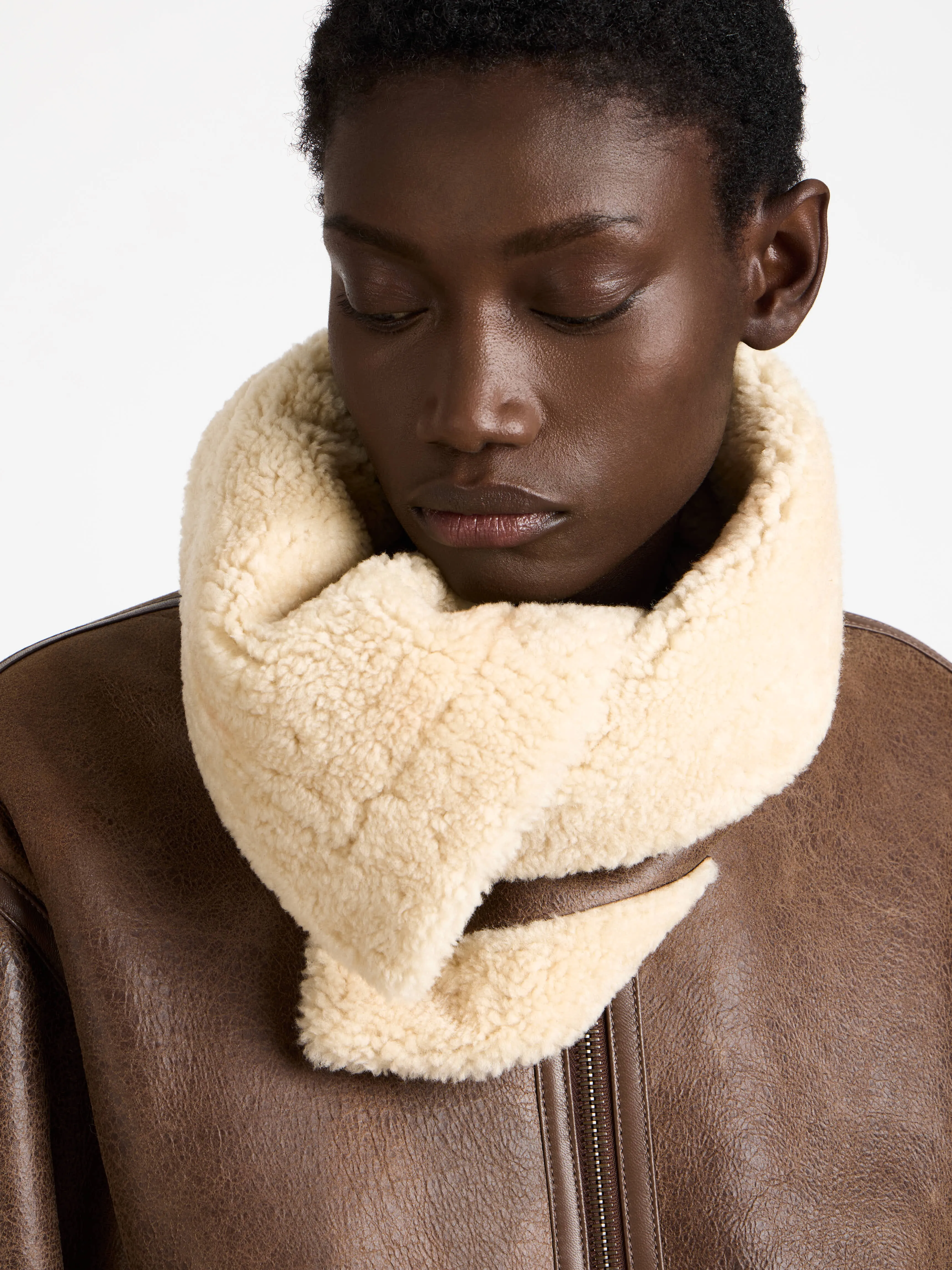 WOMENS SHEARLING LEATHER JACKET IN BROWN sold by J.W. Anderson product image thumbnail 3