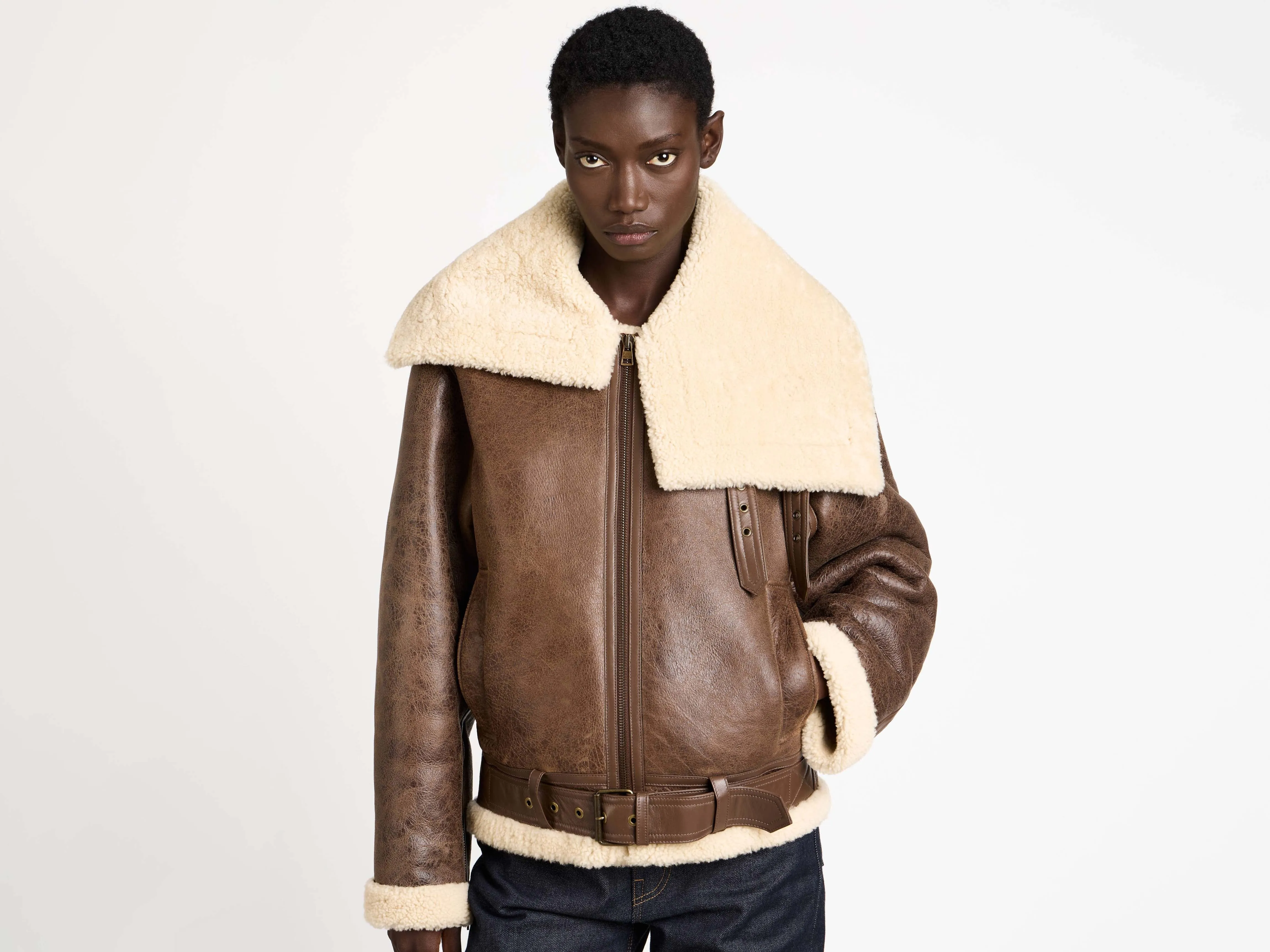 WOMENS SHEARLING LEATHER JACKET IN BROWN sold by J.W. Anderson product image thumbnail 4