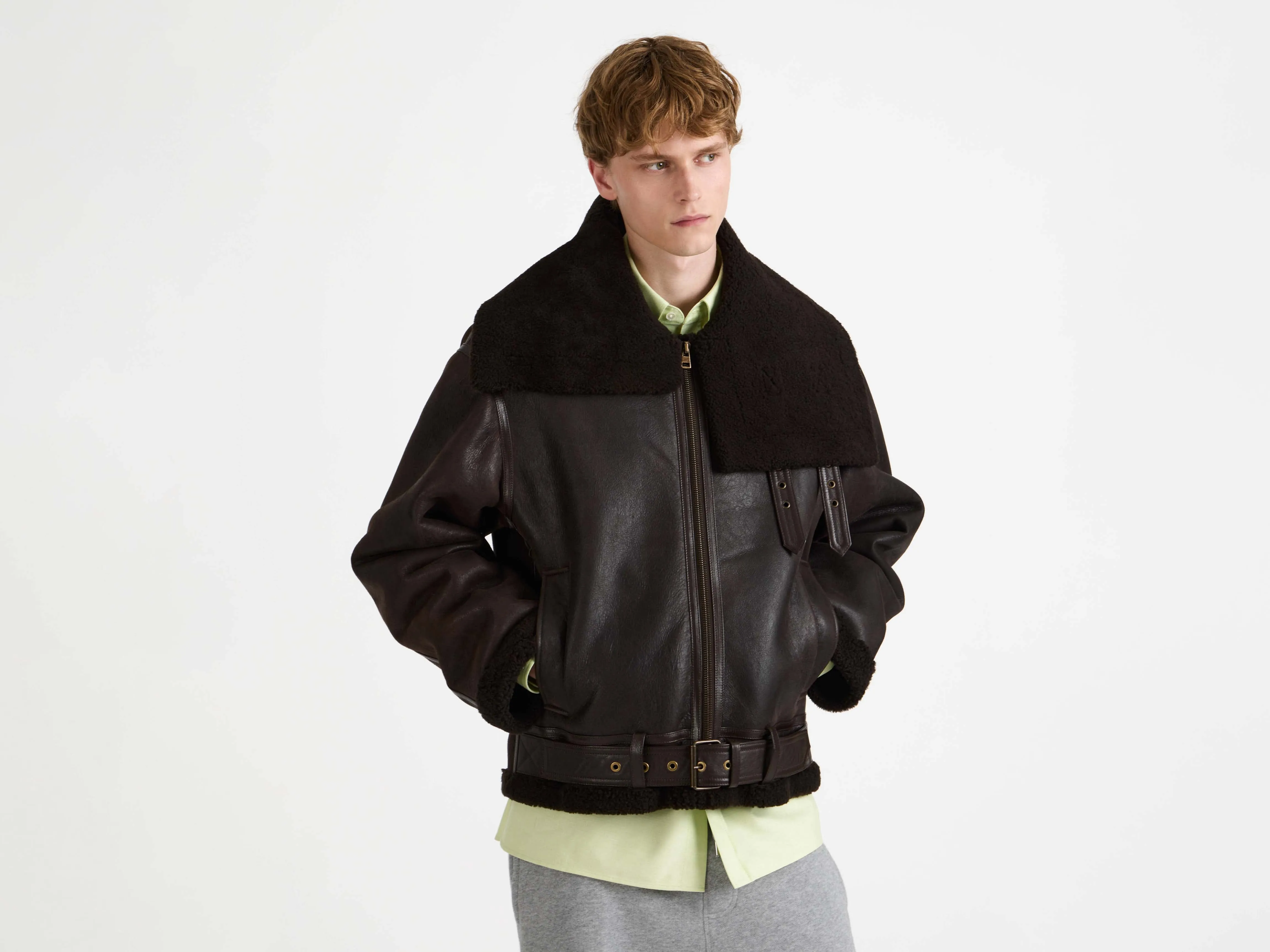 MENS SHEARLING AVIATOR JACKET IN CHOCOLATE BROWN sold by J.W. Anderson product image thumbnail 3
