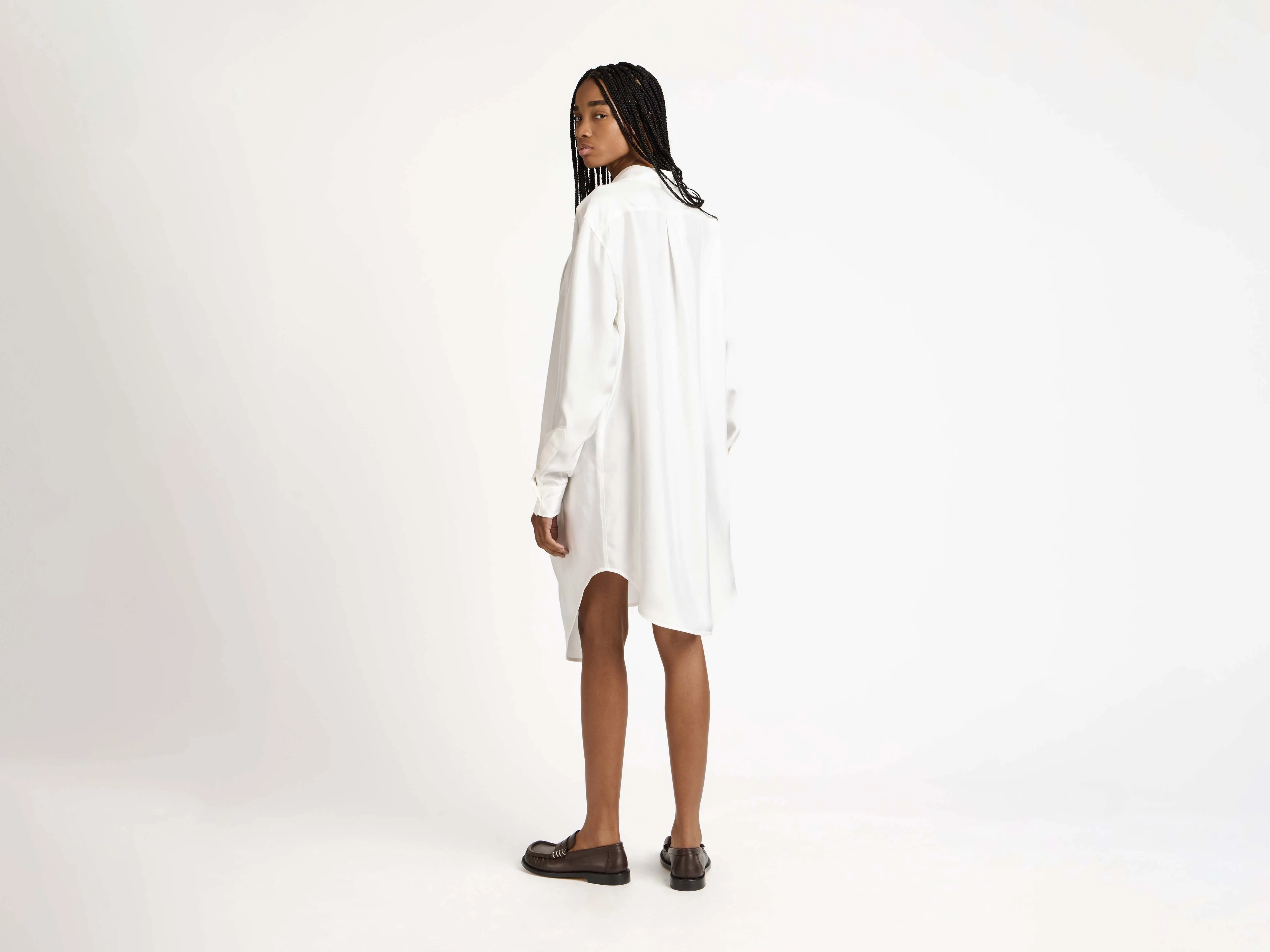 WOMENS TUXEDO DRAPE SILK DRESS IN OFF-WHITE sold by J.W. Anderson product image thumbnail 5