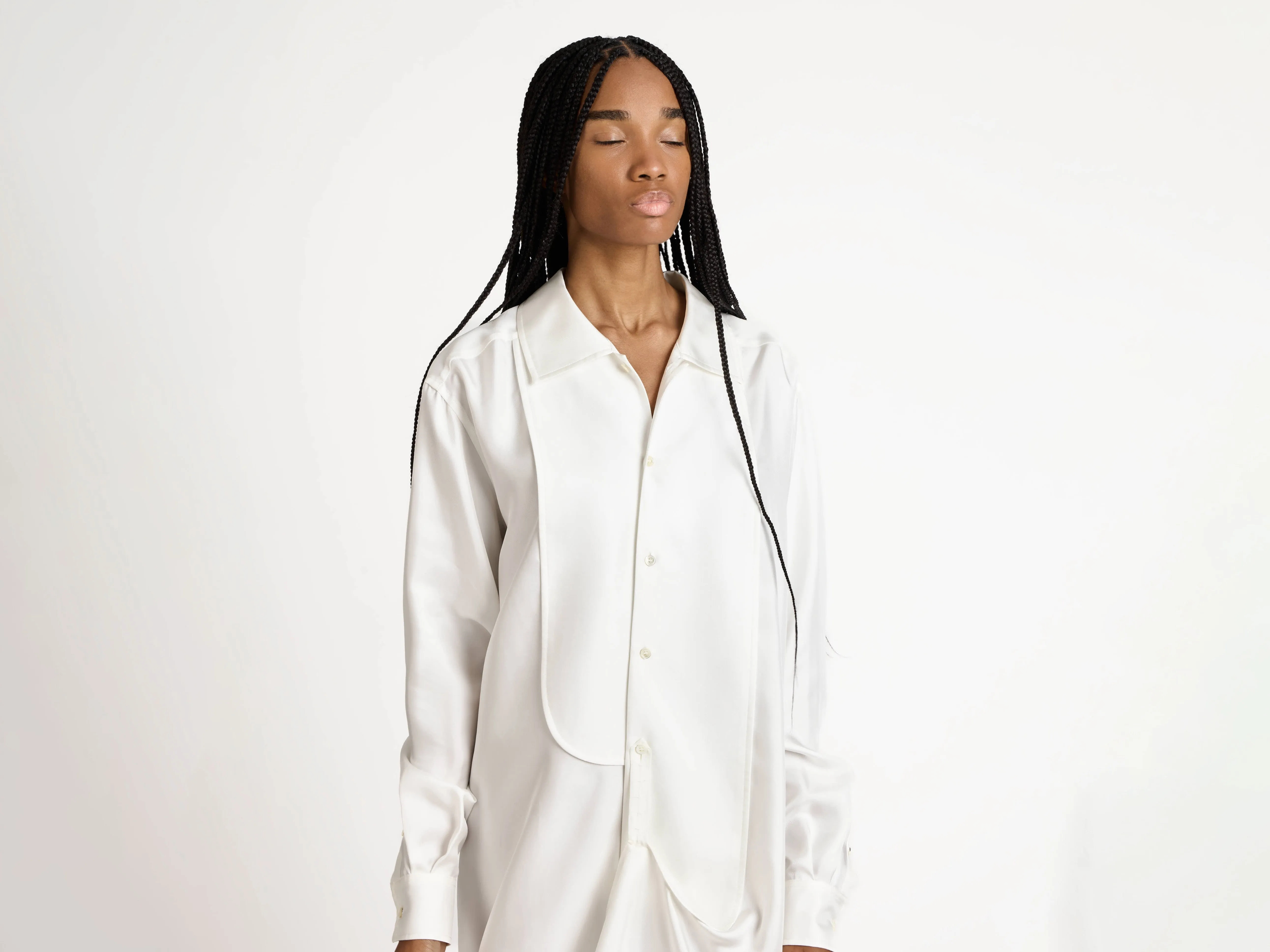 WOMENS TUXEDO DRAPE SILK DRESS IN OFF-WHITE sold by J.W. Anderson product image thumbnail 2