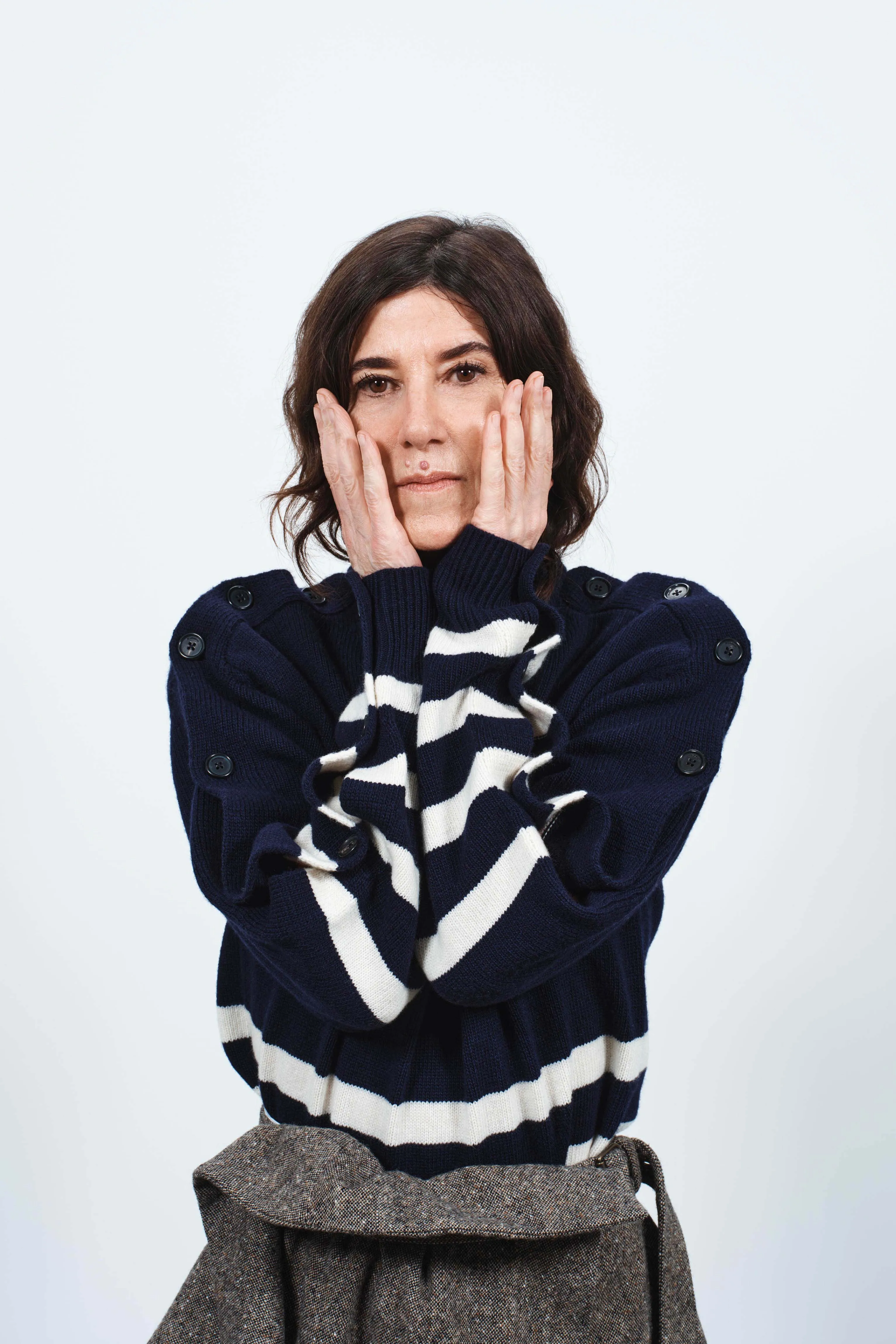 WOMENS BUTTONED SLEEVE BRETON JUMPER IN NAVY sold by J.W. Anderson product image thumbnail 2
