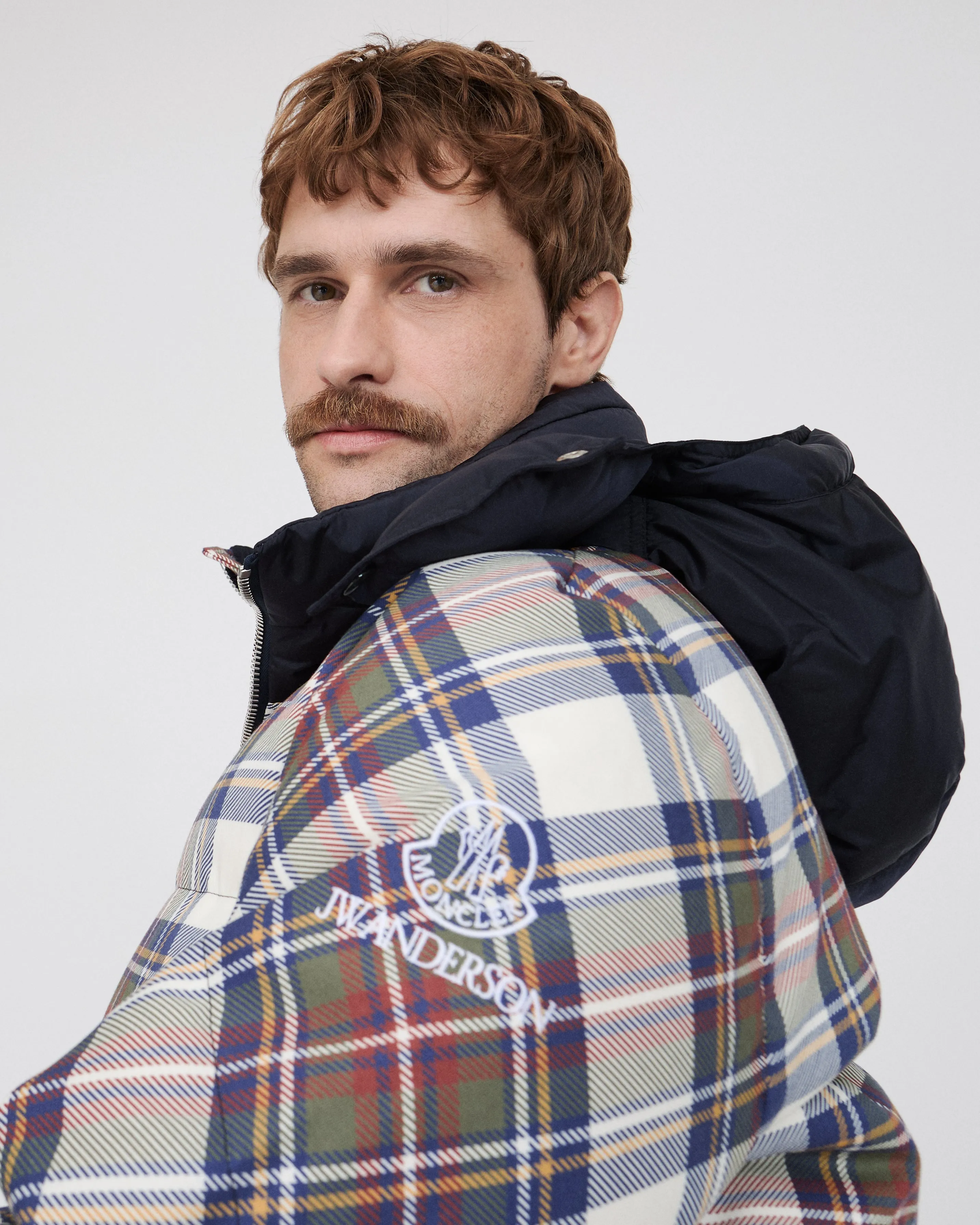 MENS JW ANDERSON X MONCLER PLAID PUFFER JACKET IN MULTI sold by J.W. Anderson