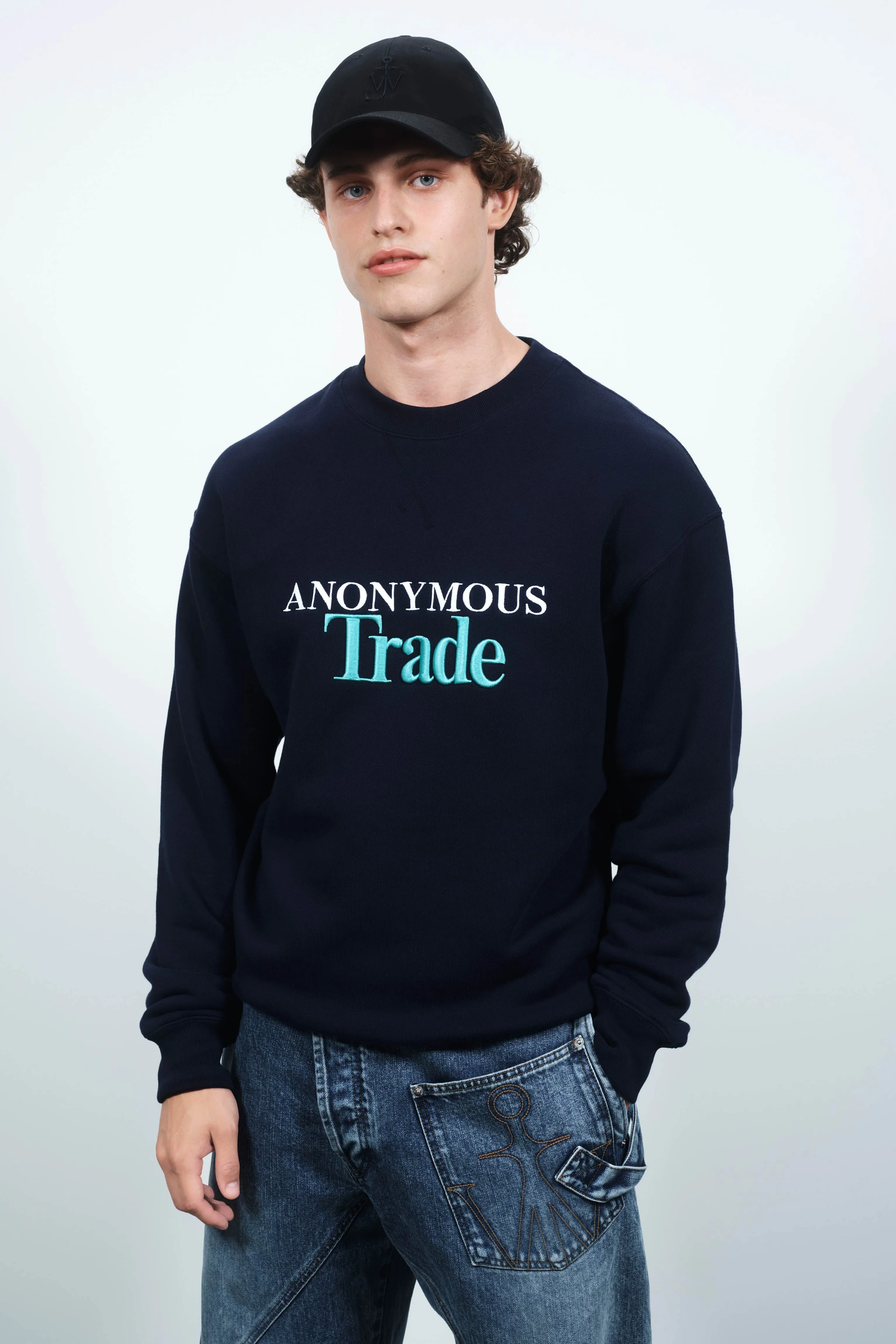 MENS 'ANONYMOUS TRADE' SWEATSHIRT IN NAVY sold by J.W. Anderson product image thumbnail 3