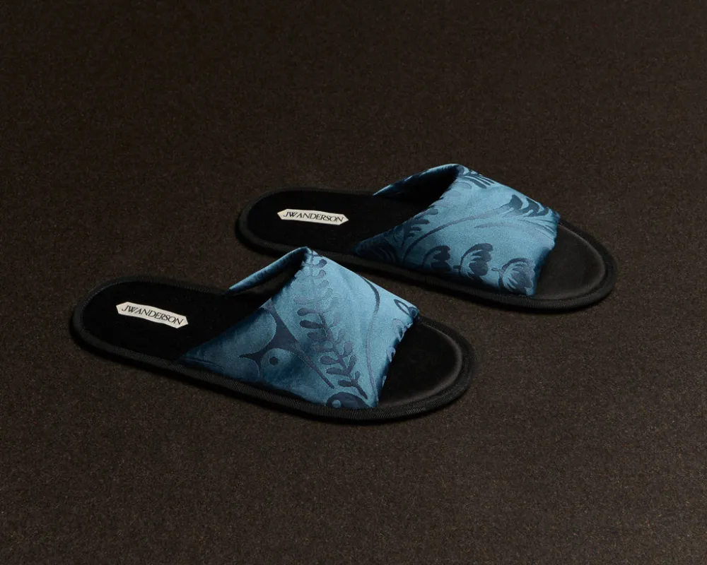 WOMENS OPEN TOE SLIDES IN AIRFORCE BLUE made by J.W. Anderson