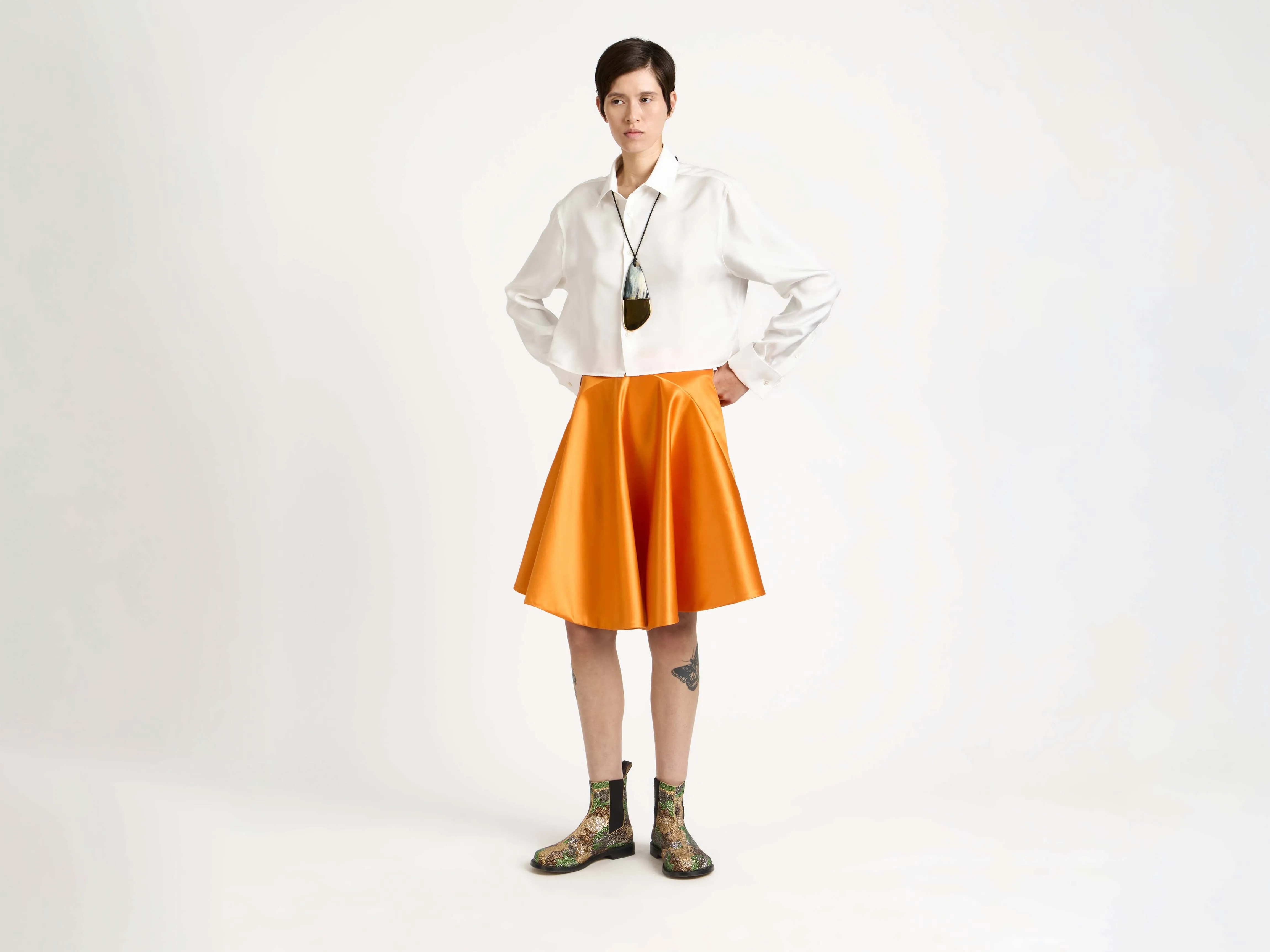 WOMENS CROPPED SILK TWILL SHIRT IN OFF-WHITE sold by J.W. Anderson product image thumbnail 5