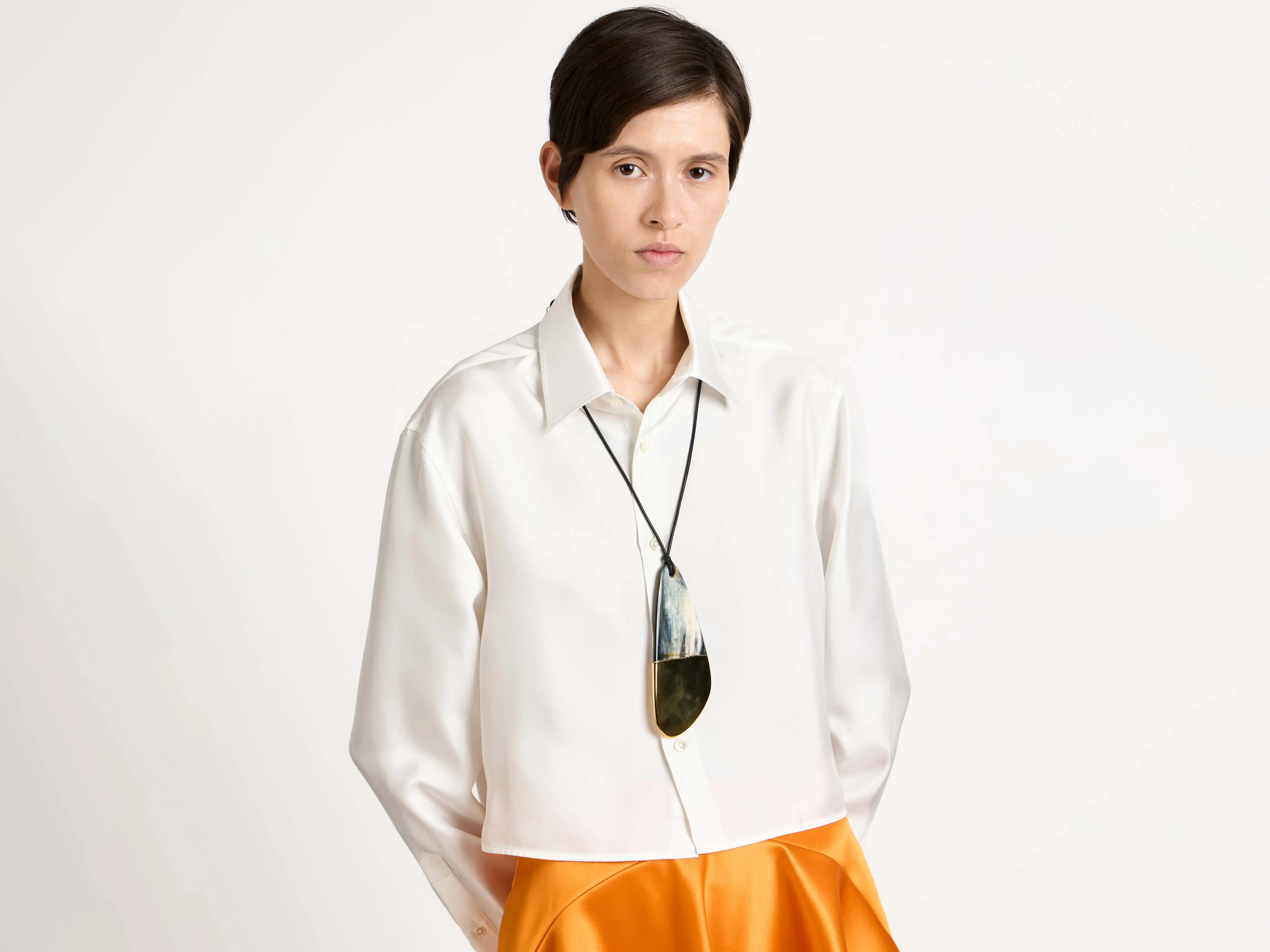 WOMENS CROPPED SILK TWILL SHIRT IN OFF-WHITE sold by J.W. Anderson product image thumbnail 4