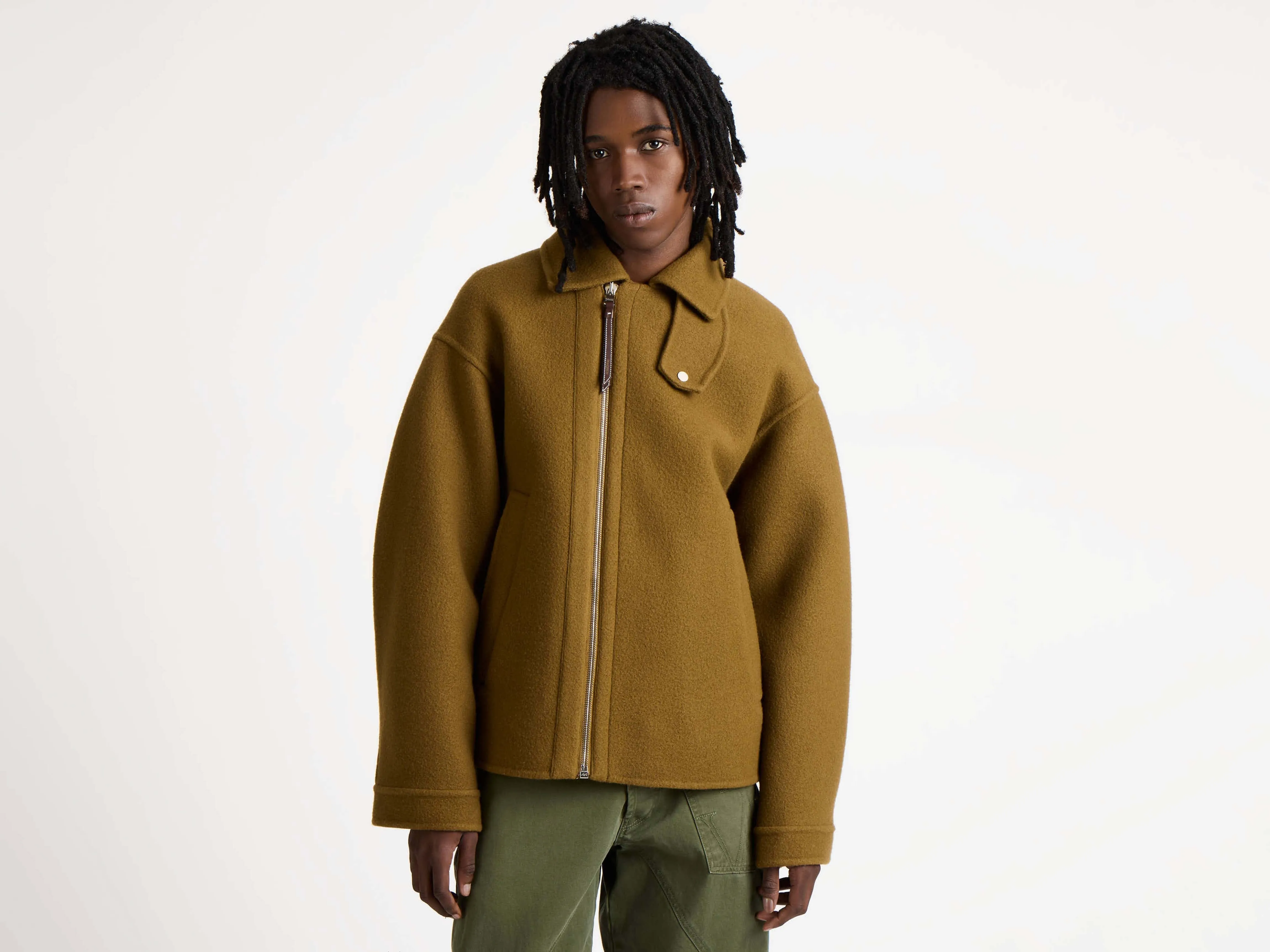 MENS DOUBLE FACED FIREMAN JACKET IN TOBACCO BROWN sold by J.W. Anderson