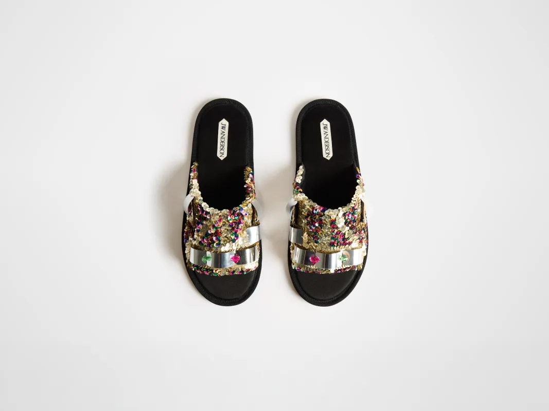 CL_OPEN TOE SLIDE GLITTER W - PINK/MULTI_FL0003FA0494 sold by J.W. Anderson