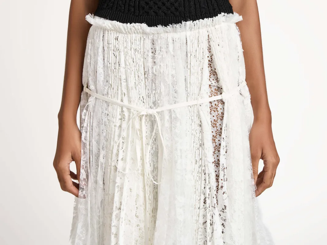 WOMENS MIXED LACE LONGLINE SKIRT IN WHITE made by J.W. Anderson