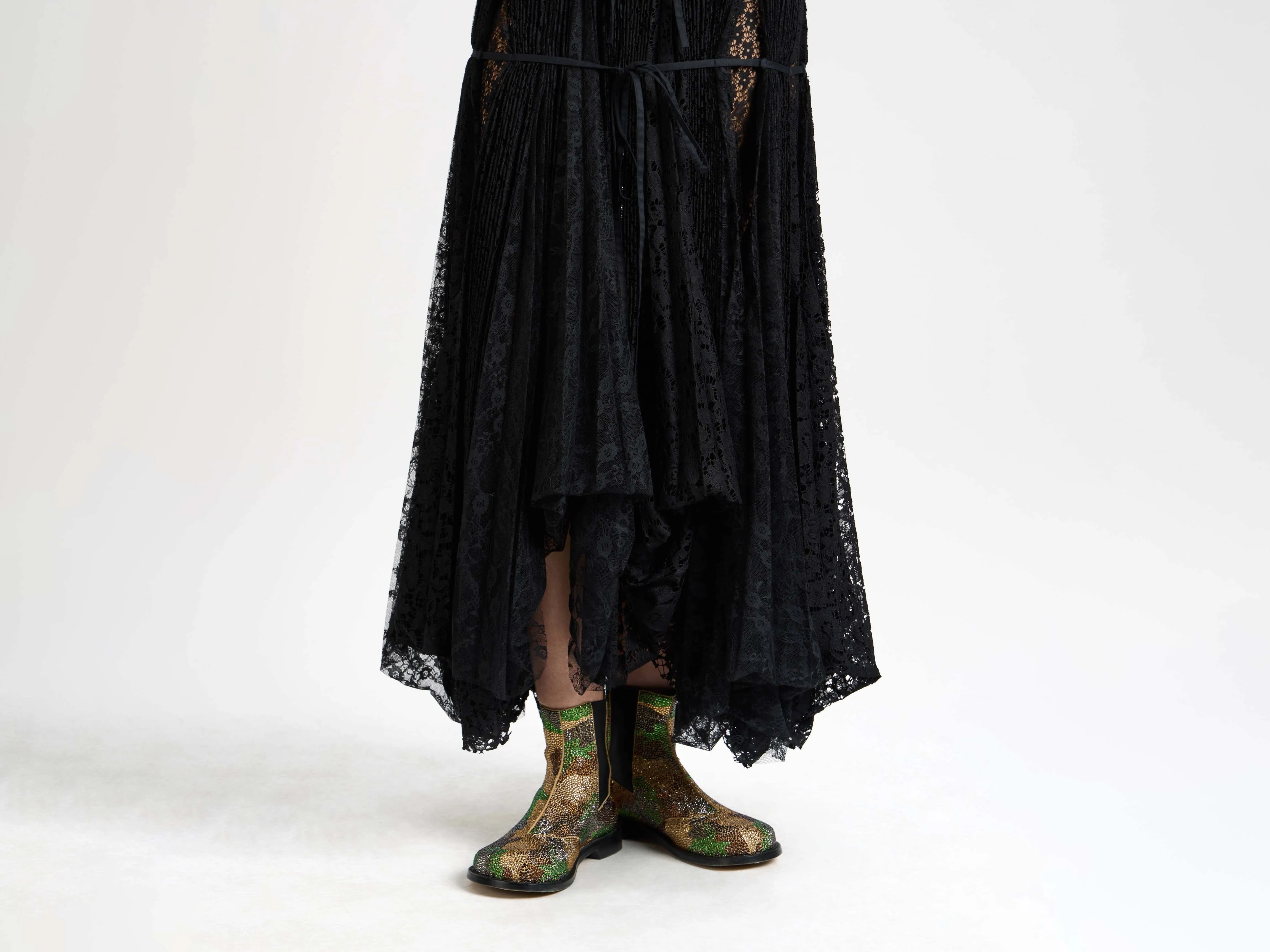 WOMENS MIXED LACE LONGLINE DRESS IN BLACK sold by J.W. Anderson product image thumbnail 4