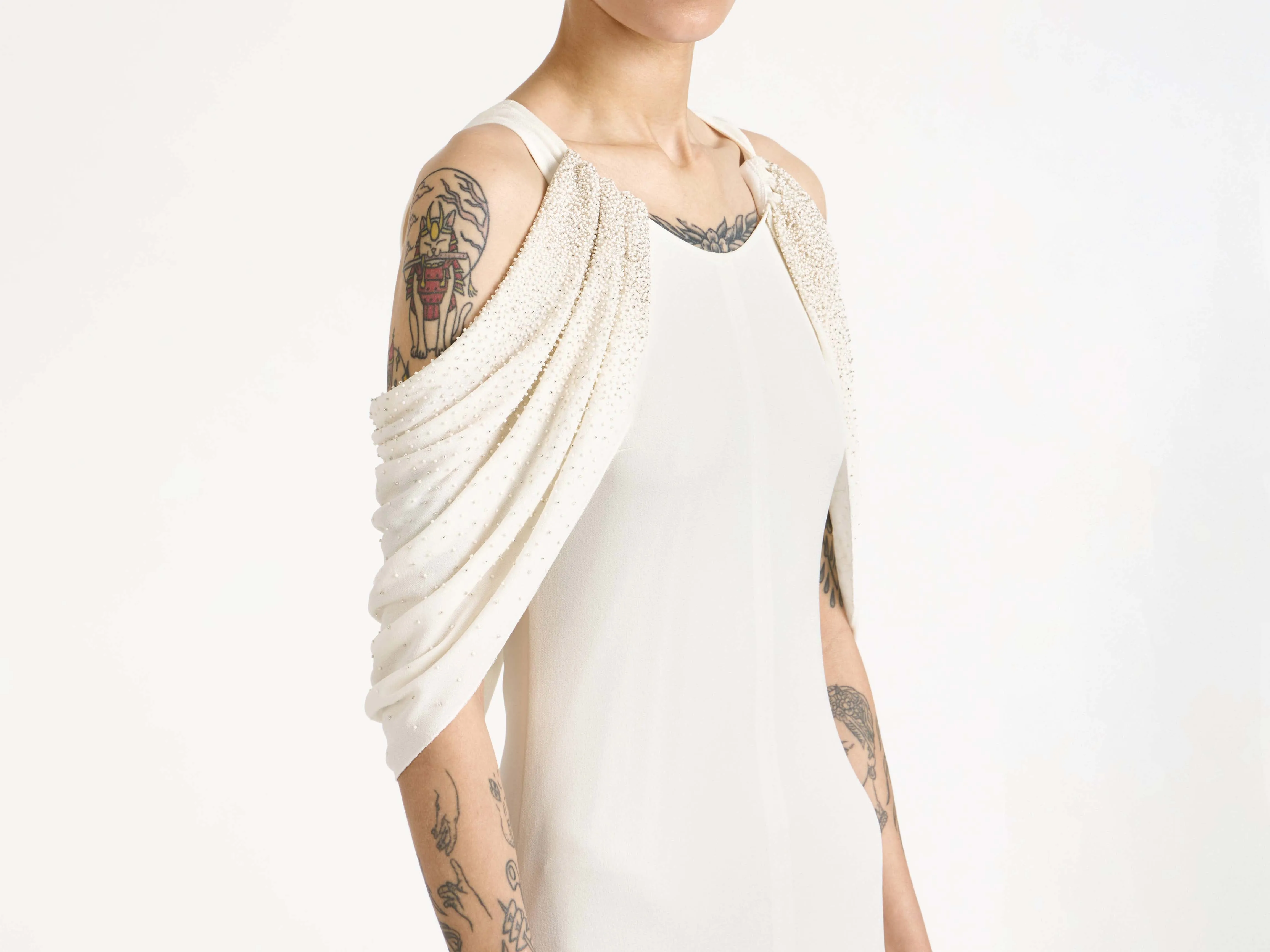 WOMENS BEADED SLEEVE MIDI DRESS IN IVORY sold by J.W. Anderson product image thumbnail 3