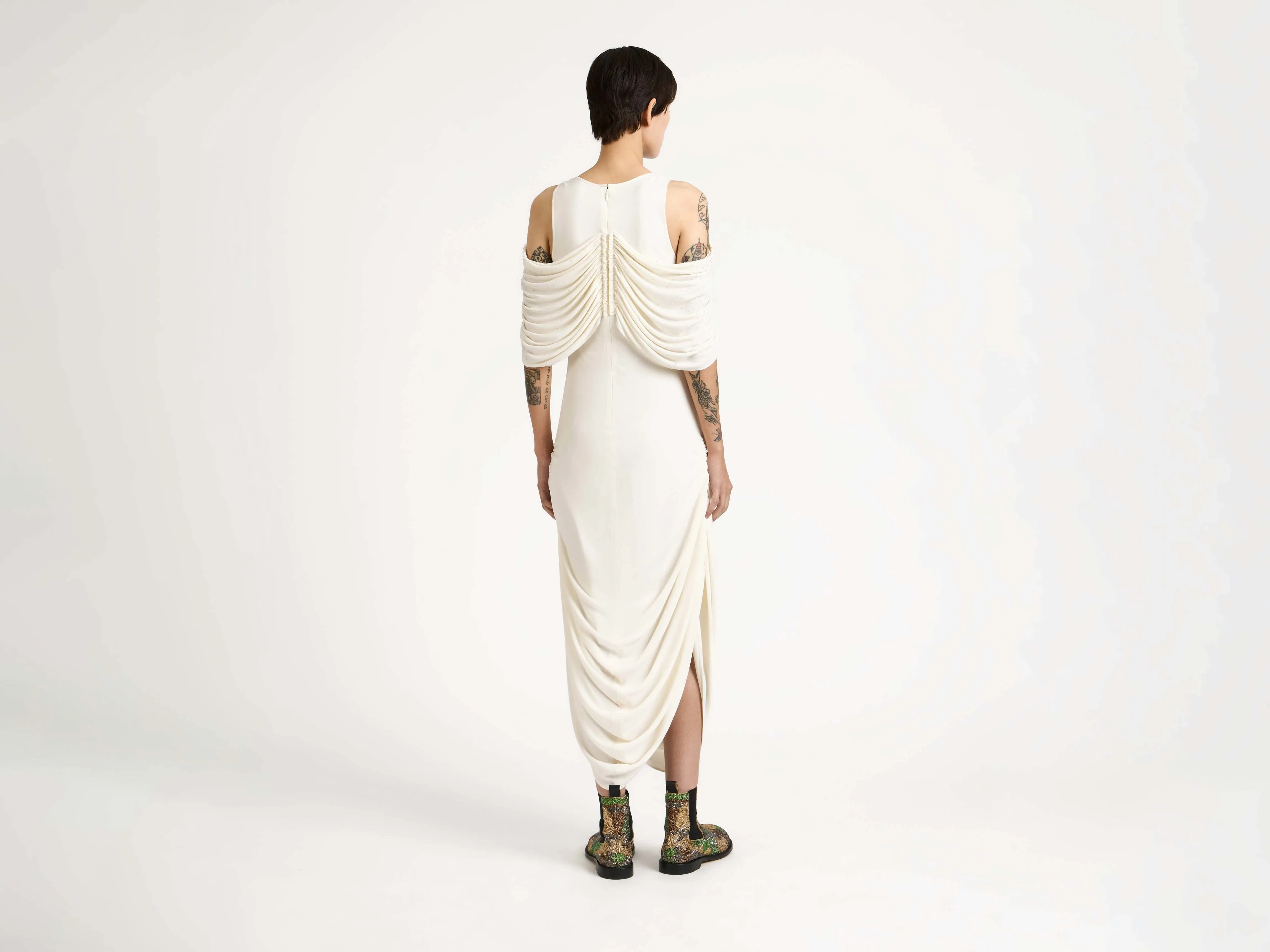 WOMENS BEADED SLEEVE MIDI DRESS IN IVORY sold by J.W. Anderson product image thumbnail 4