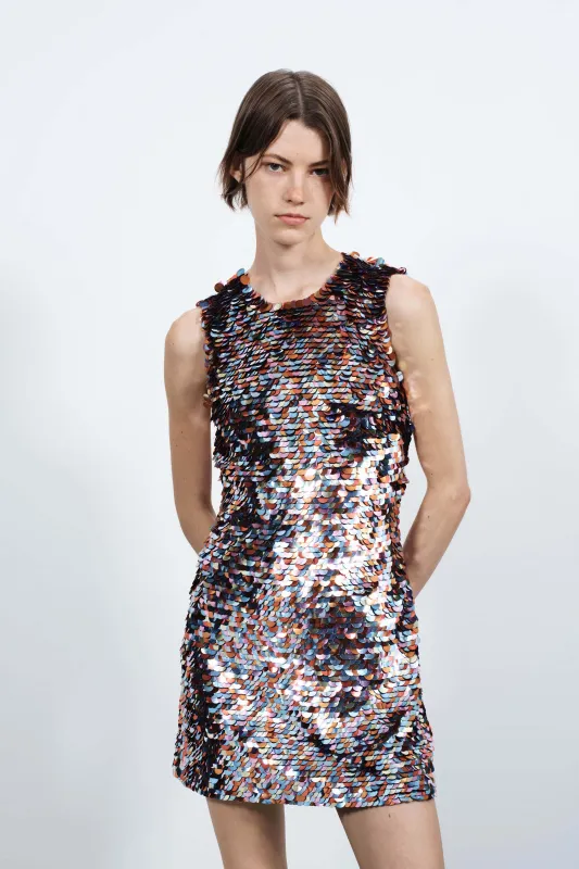 WOMENS EMBELLISHED MINI SHIFT DRESS IN MULTI sold by J.W. Anderson
