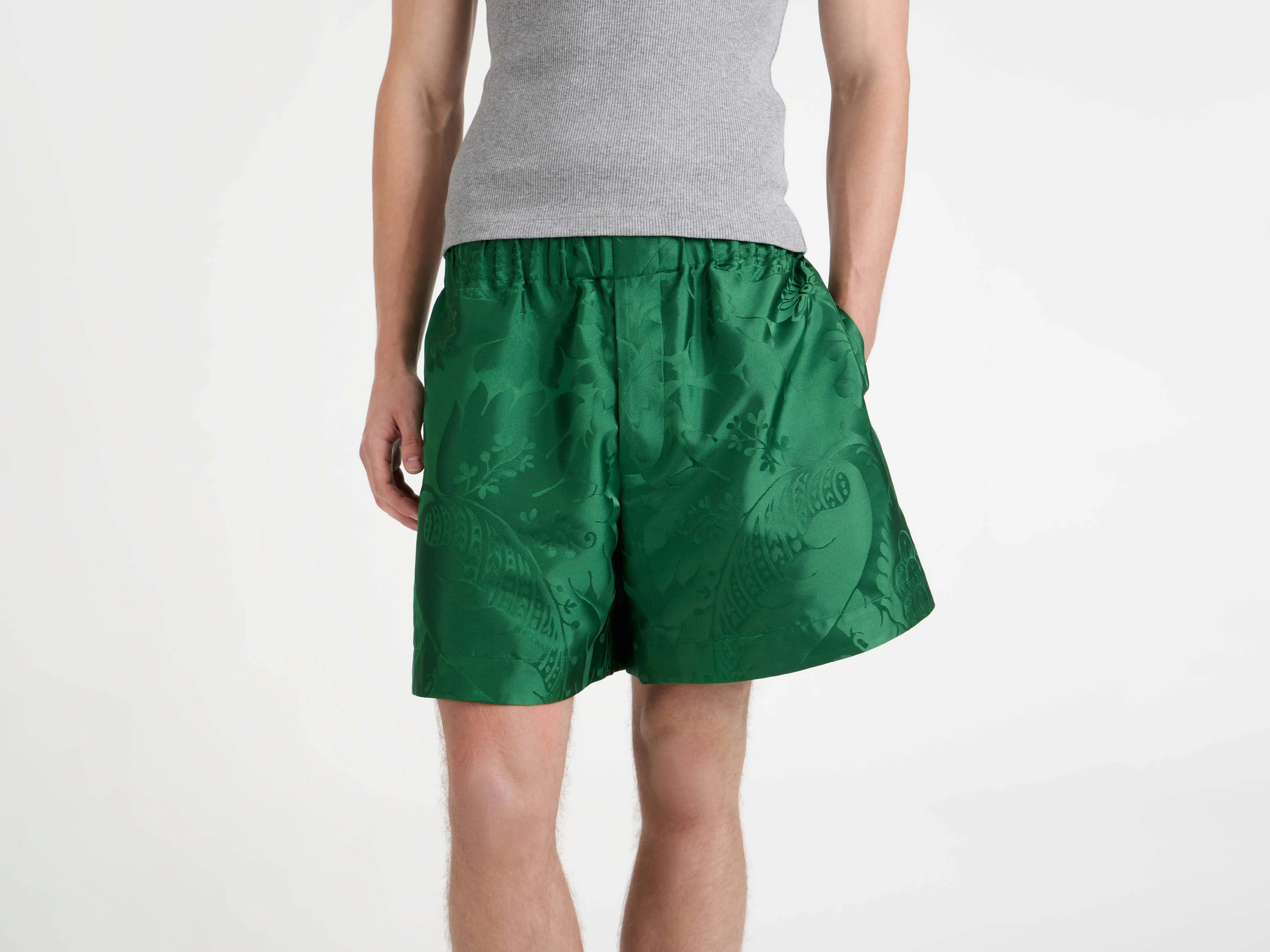 MENS DAMASK WOVEN SHORTS IN EMERALD sold by J.W. Anderson product image thumbnail 5