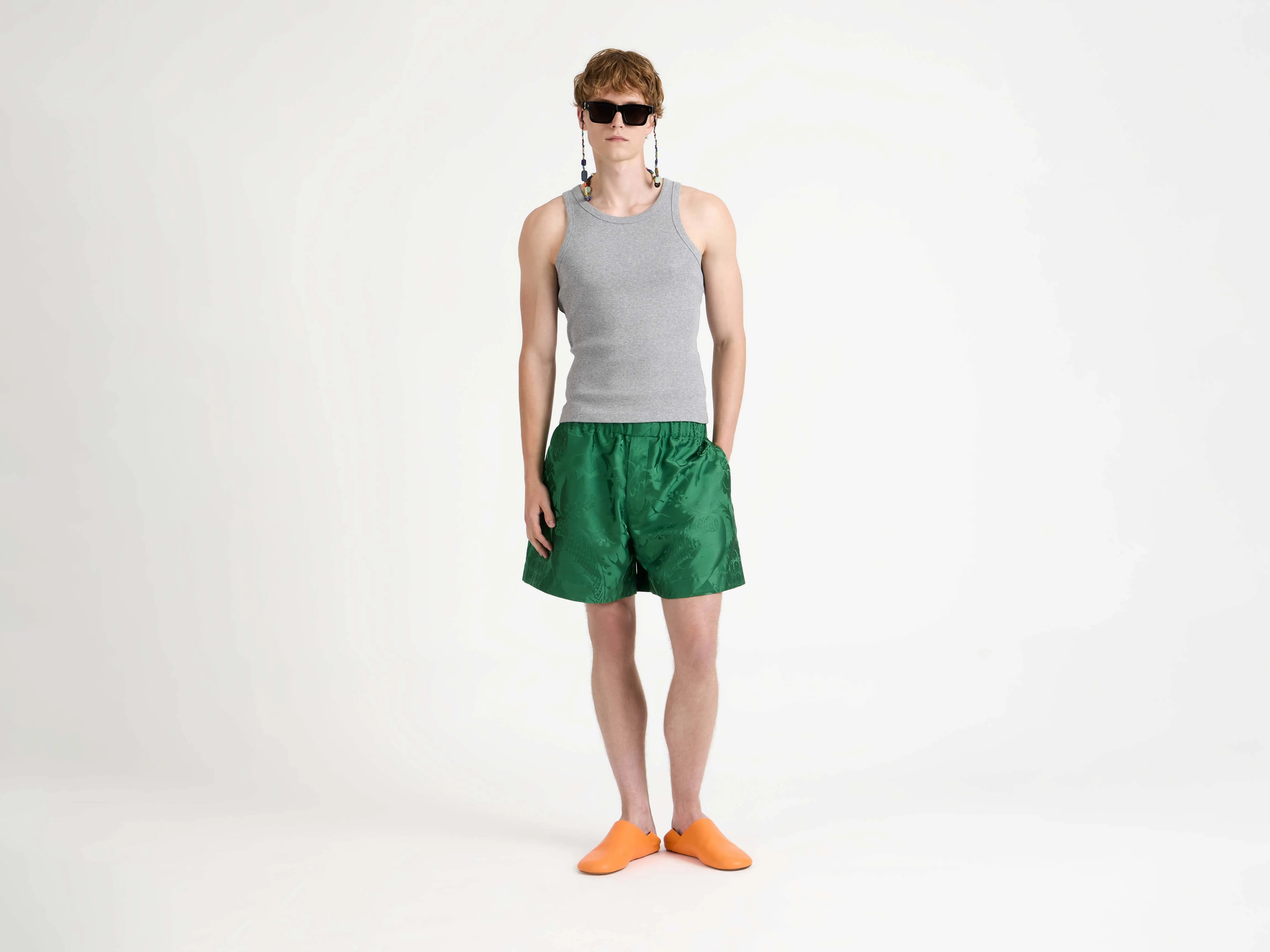 MENS DAMASK WOVEN SHORTS IN EMERALD sold by J.W. Anderson product image thumbnail 4