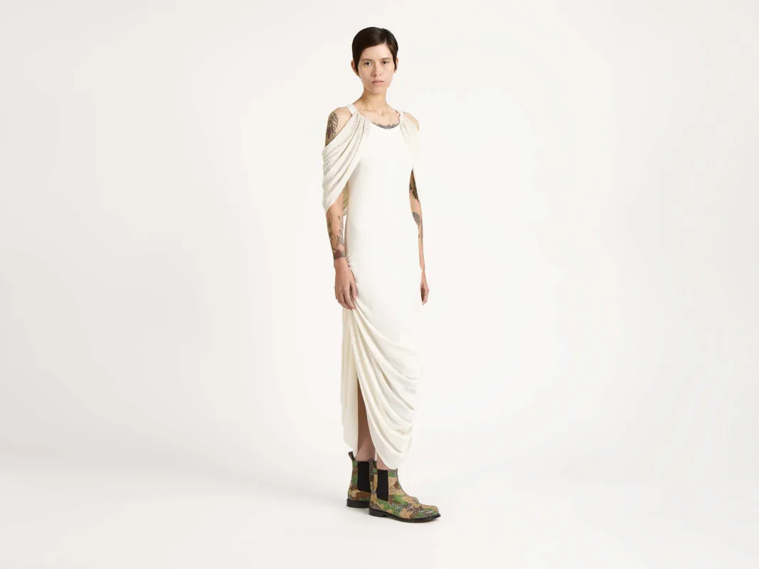 CL_BEADED SLEEVE DRESS - IVORY_DR0529PG1896 made by J.W. Anderson