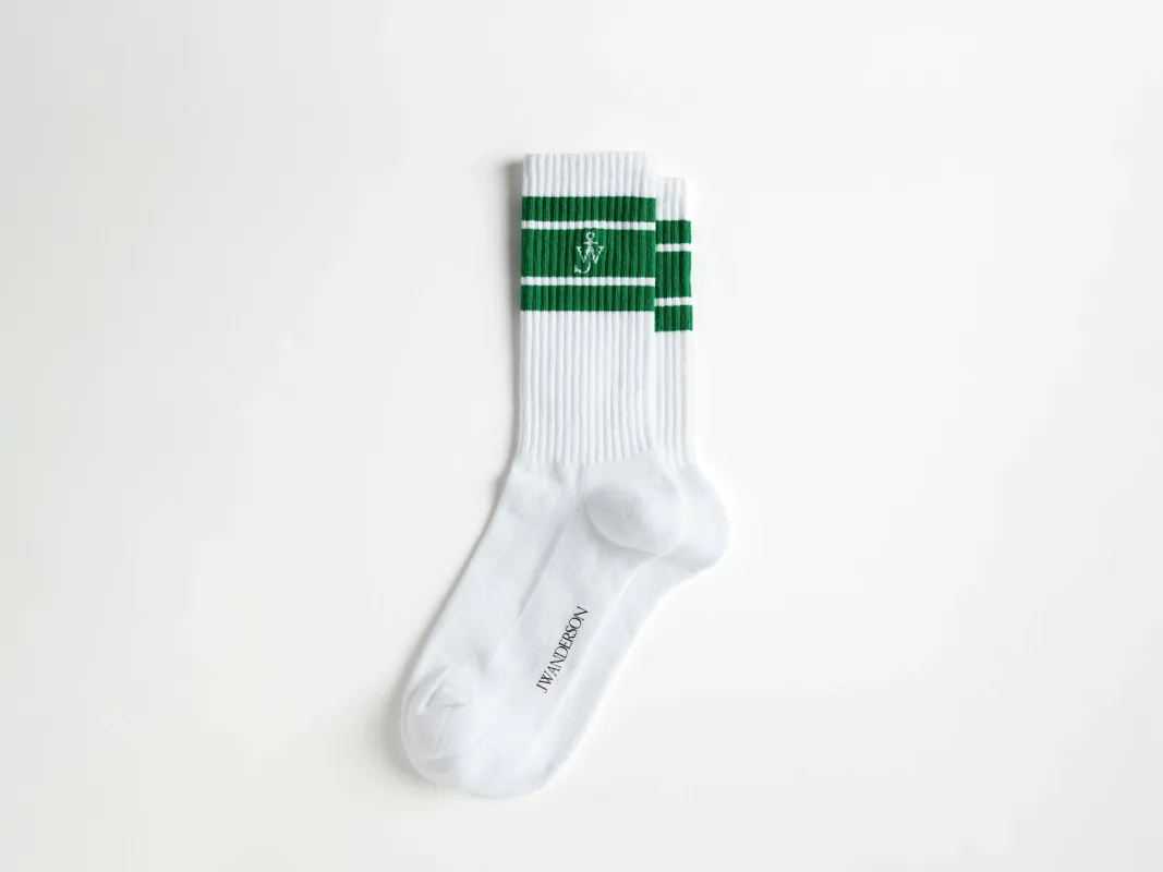 SPORT SOCKS IN WHITE & GREEN made by J.W. Anderson
