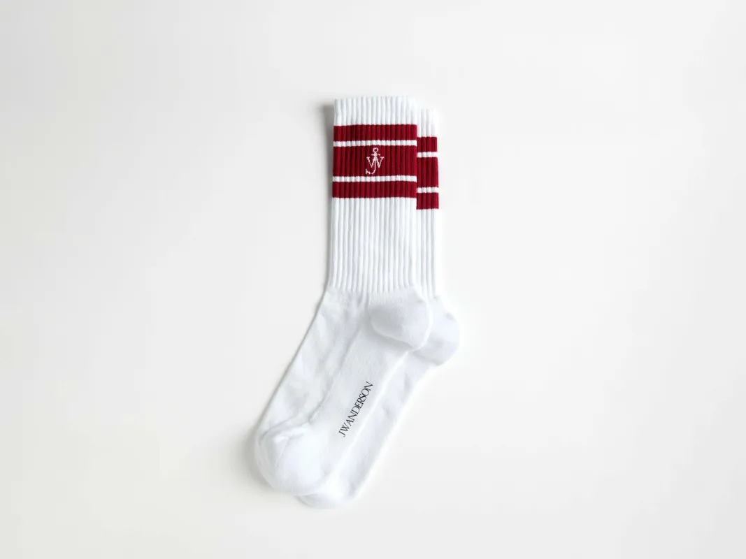 SPORT SOCKS IN WHITE & RED made by J.W. Anderson