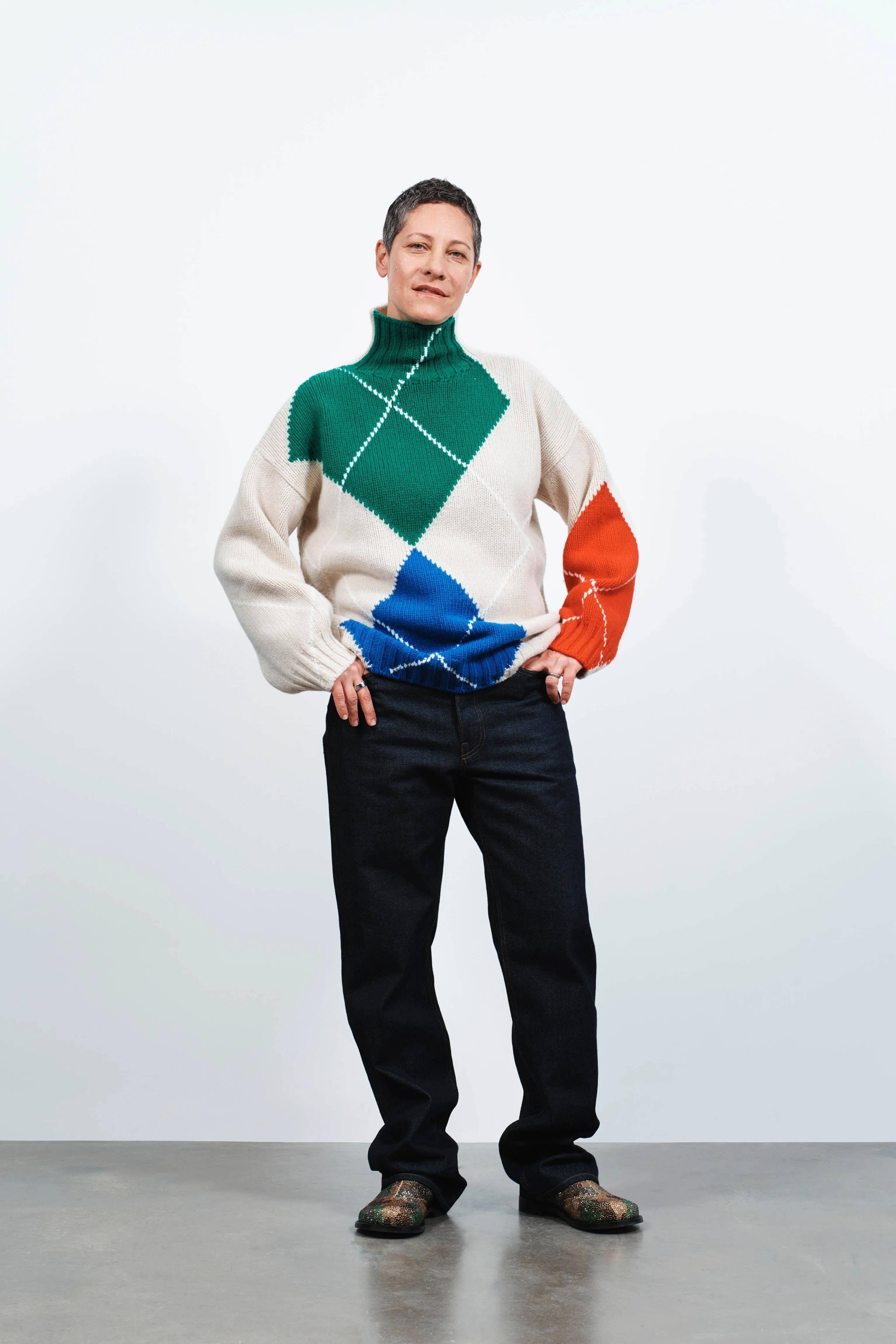 WOMENS JW ANDERSON X PRINGLE TURTLE-NECK ARGYLE JUMPER IN NATURAL sold by J.W. Anderson product image thumbnail 2
