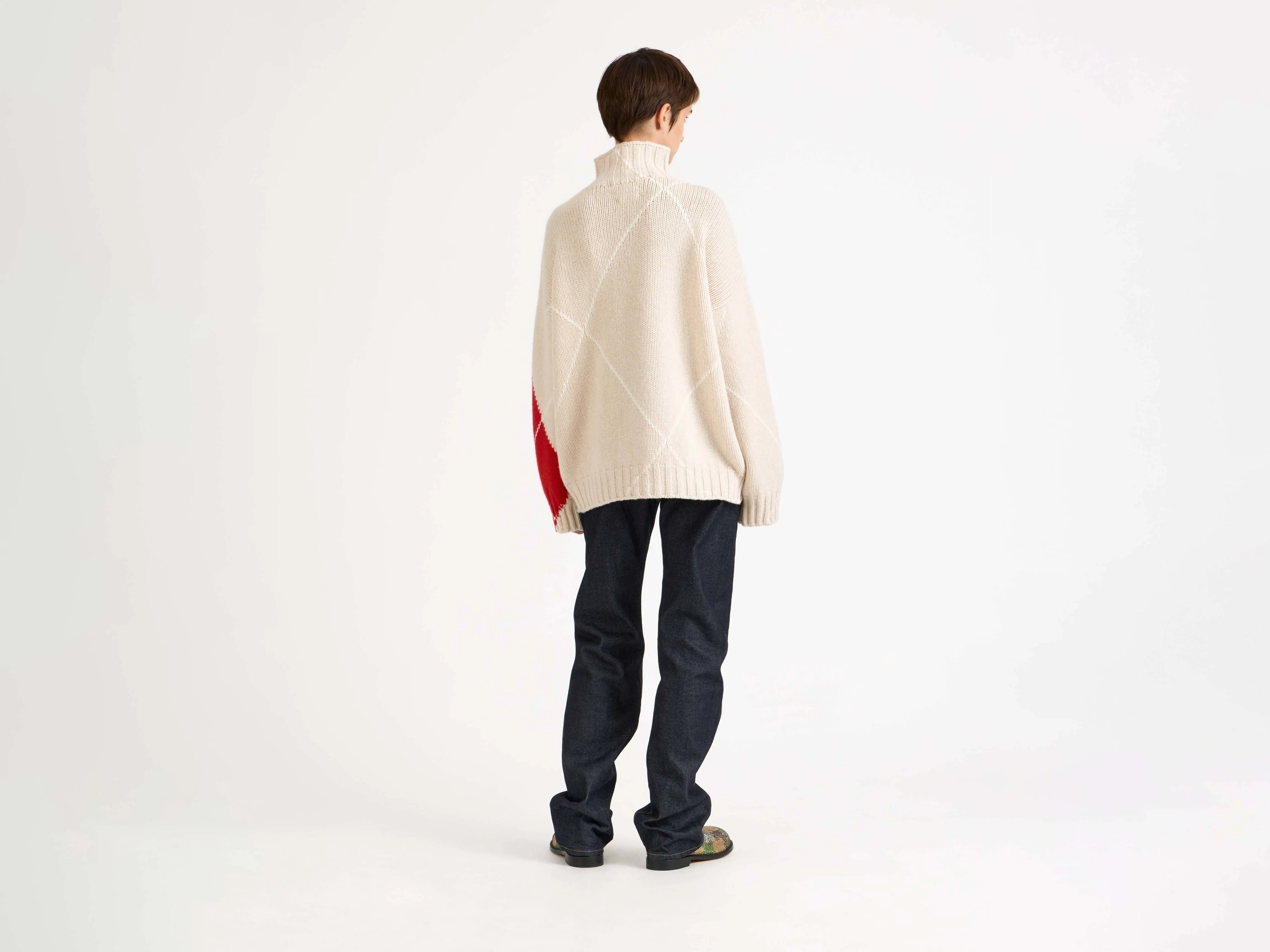 WOMENS JW ANDERSON X PRINGLE TURTLE-NECK ARGYLE JUMPER IN NATURAL sold by J.W. Anderson product image thumbnail 3