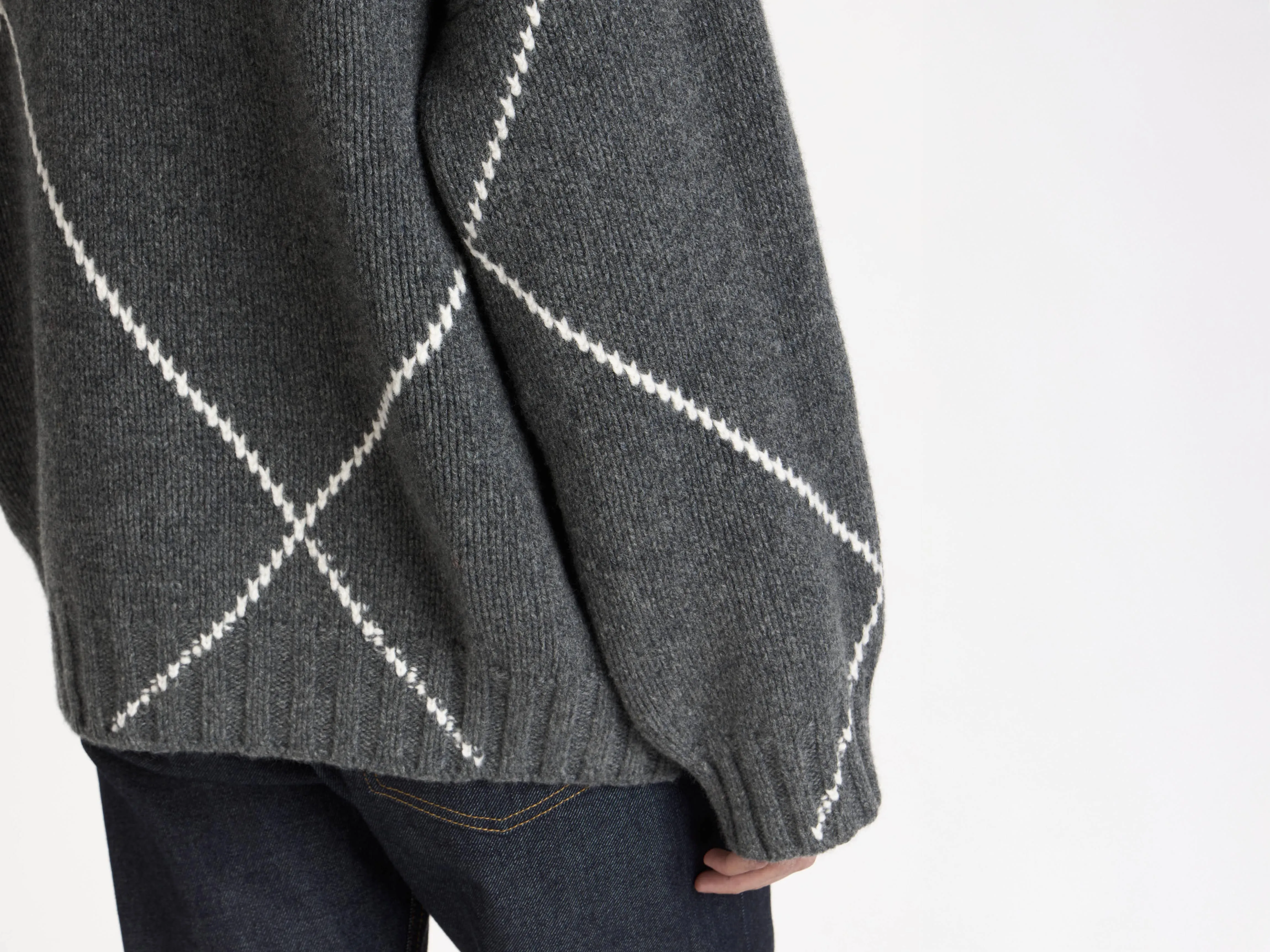 WOMENS JW ANDERSON X PRINGLE TURTLE-NECK ARGYLE JUMPER IN CHARCOAL sold by J.W. Anderson product image thumbnail 5