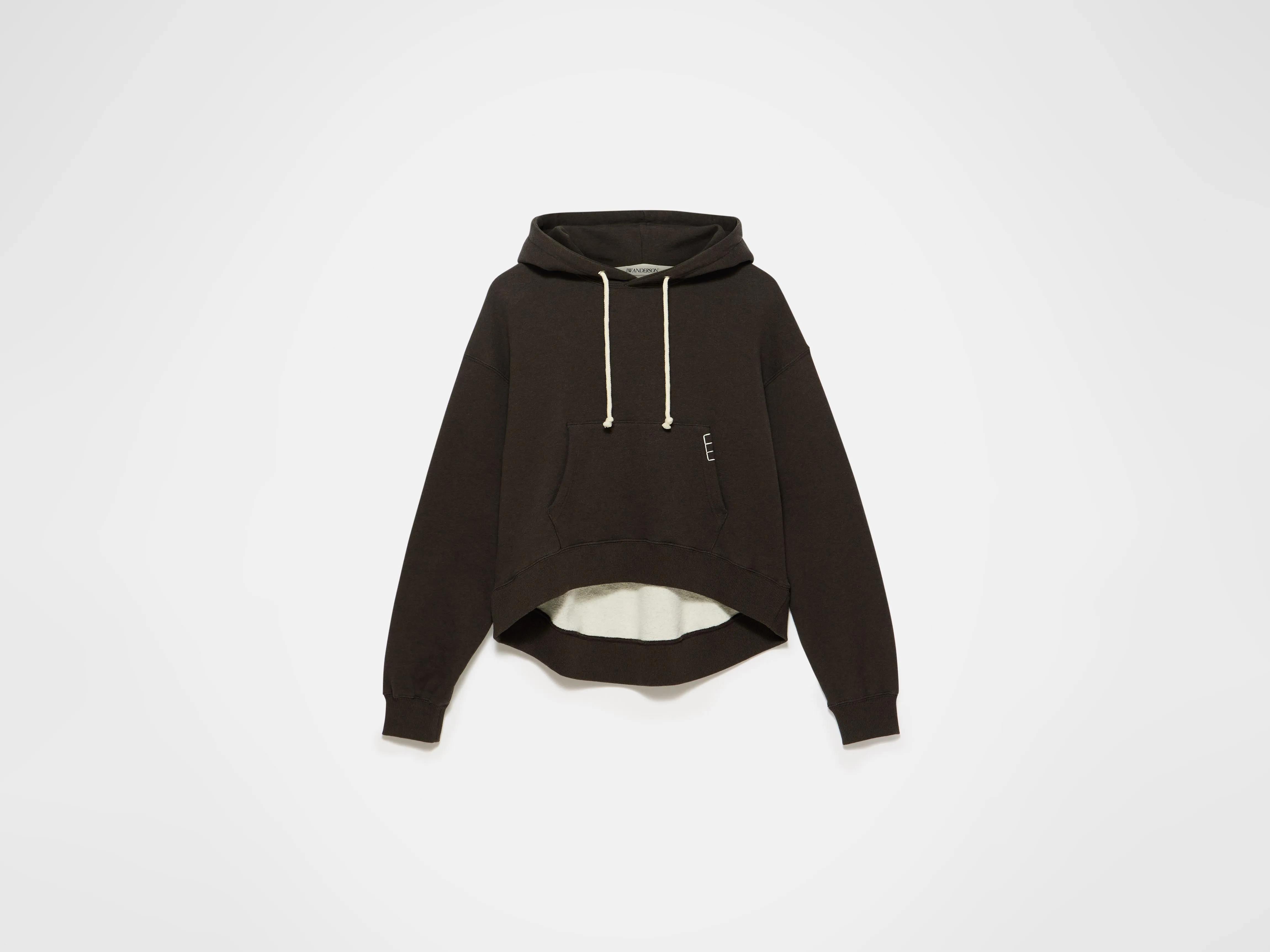 WOMENS CURVED HEM HOODIE IN DARK BROWN MELANGE sold by J.W. Anderson product image thumbnail 5