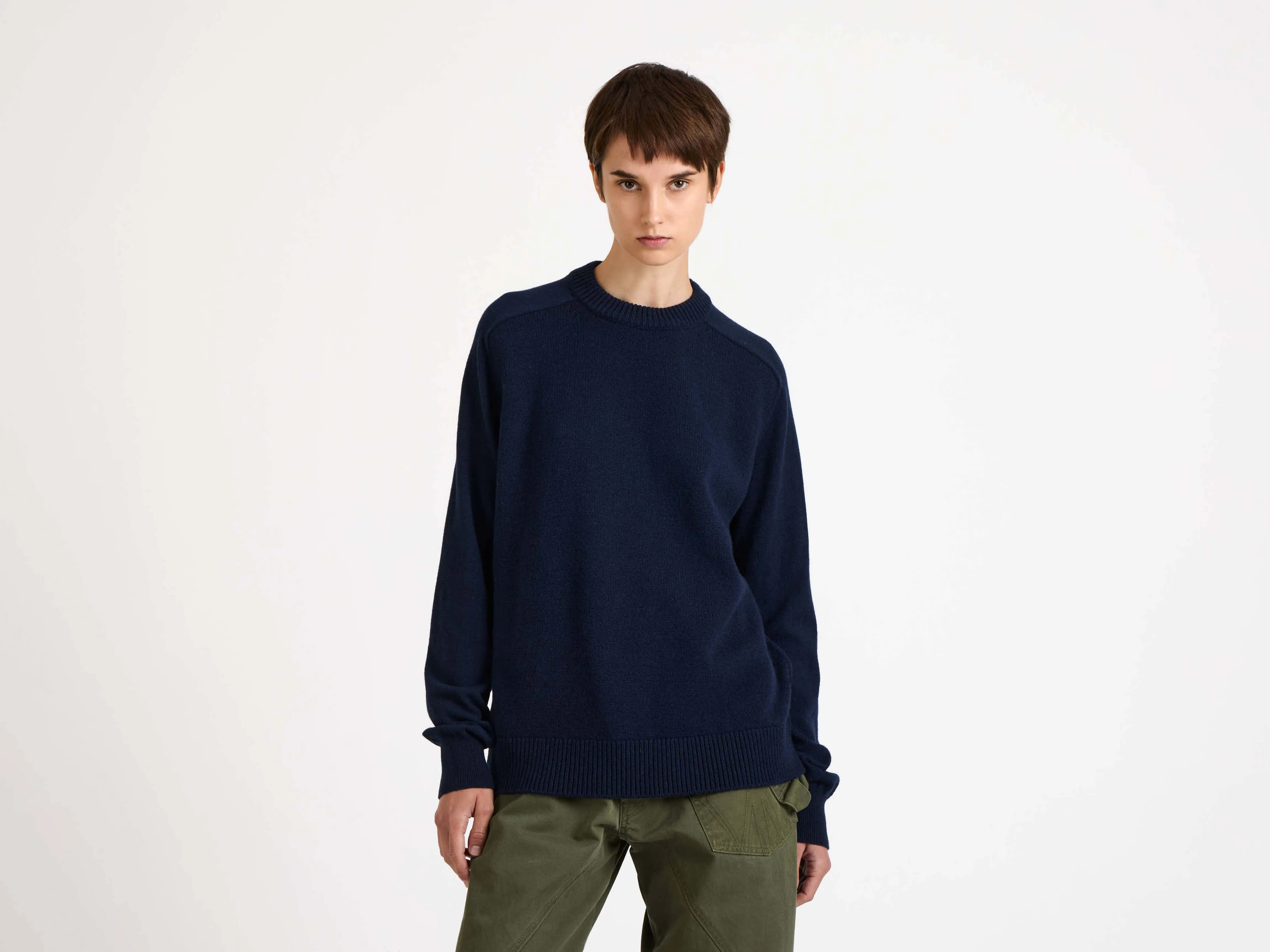 WOMENS RAGLAN JUMPER IN NAVY sold by J.W. Anderson