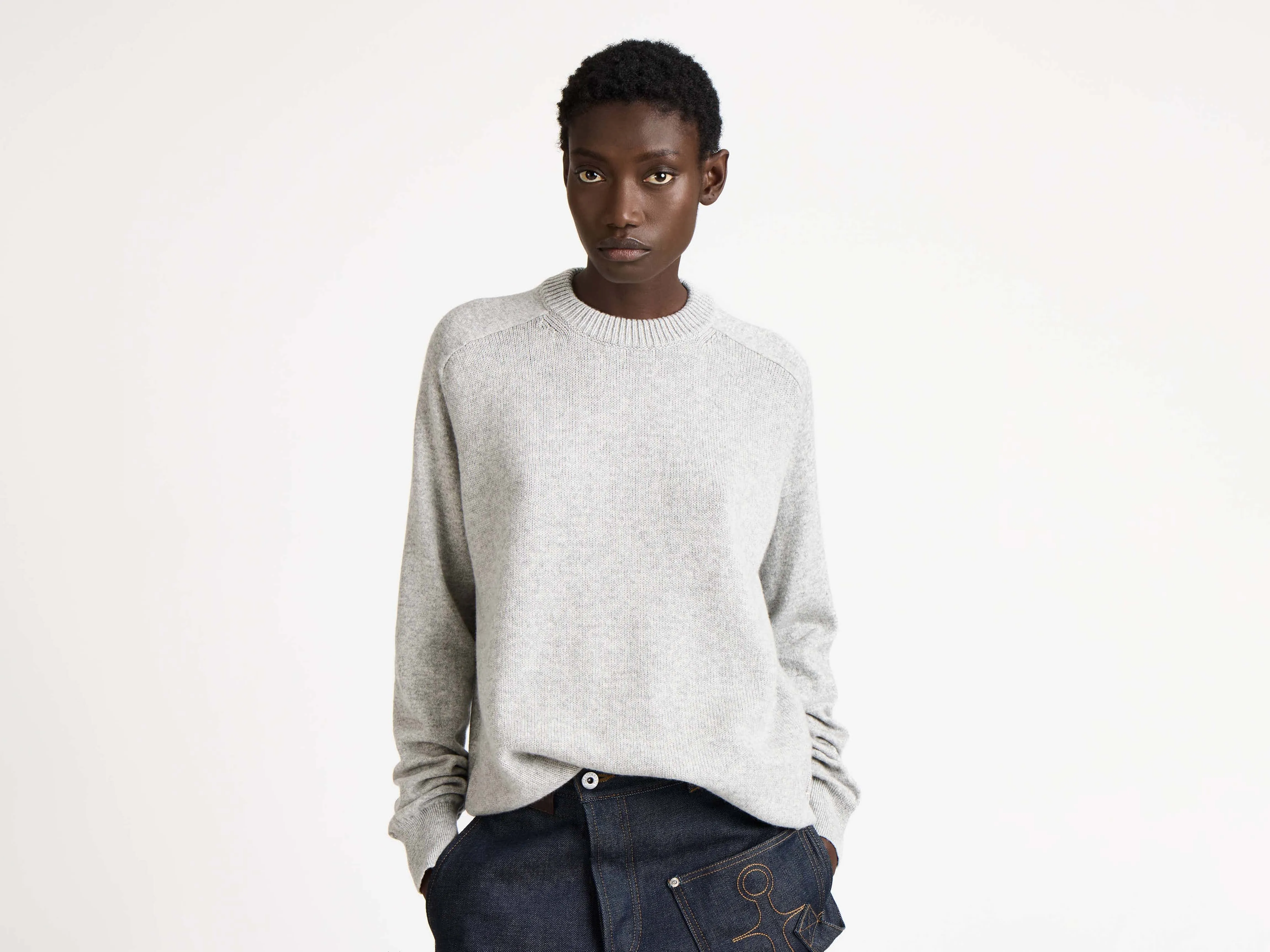 WOMENS RAGLAN JUMPER IN MID GREY MELANGE sold by J.W. Anderson product image thumbnail 5