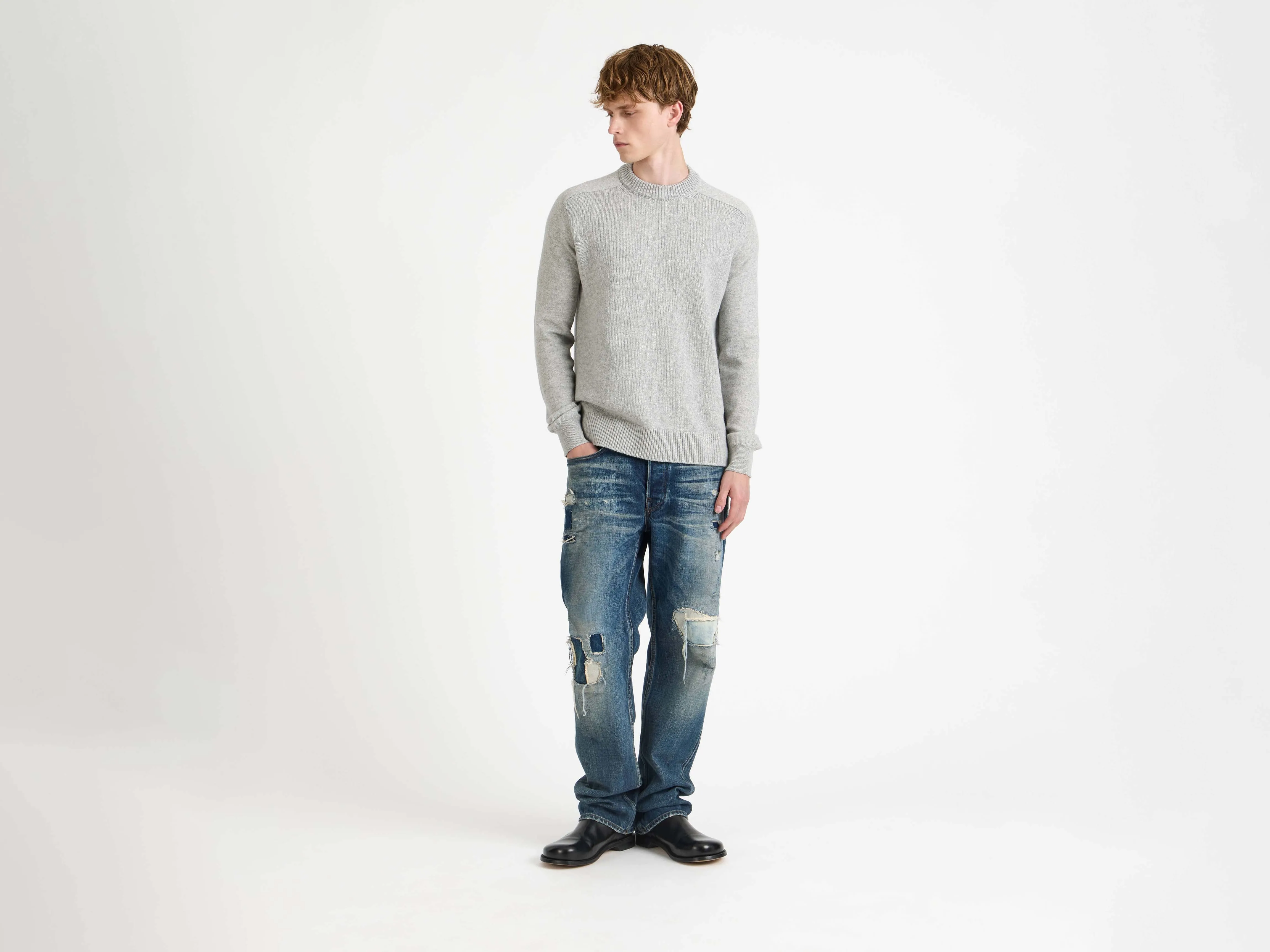 MENS RAGLAN JUMPER IN MID GREY MELANGE sold by J.W. Anderson product image thumbnail 4