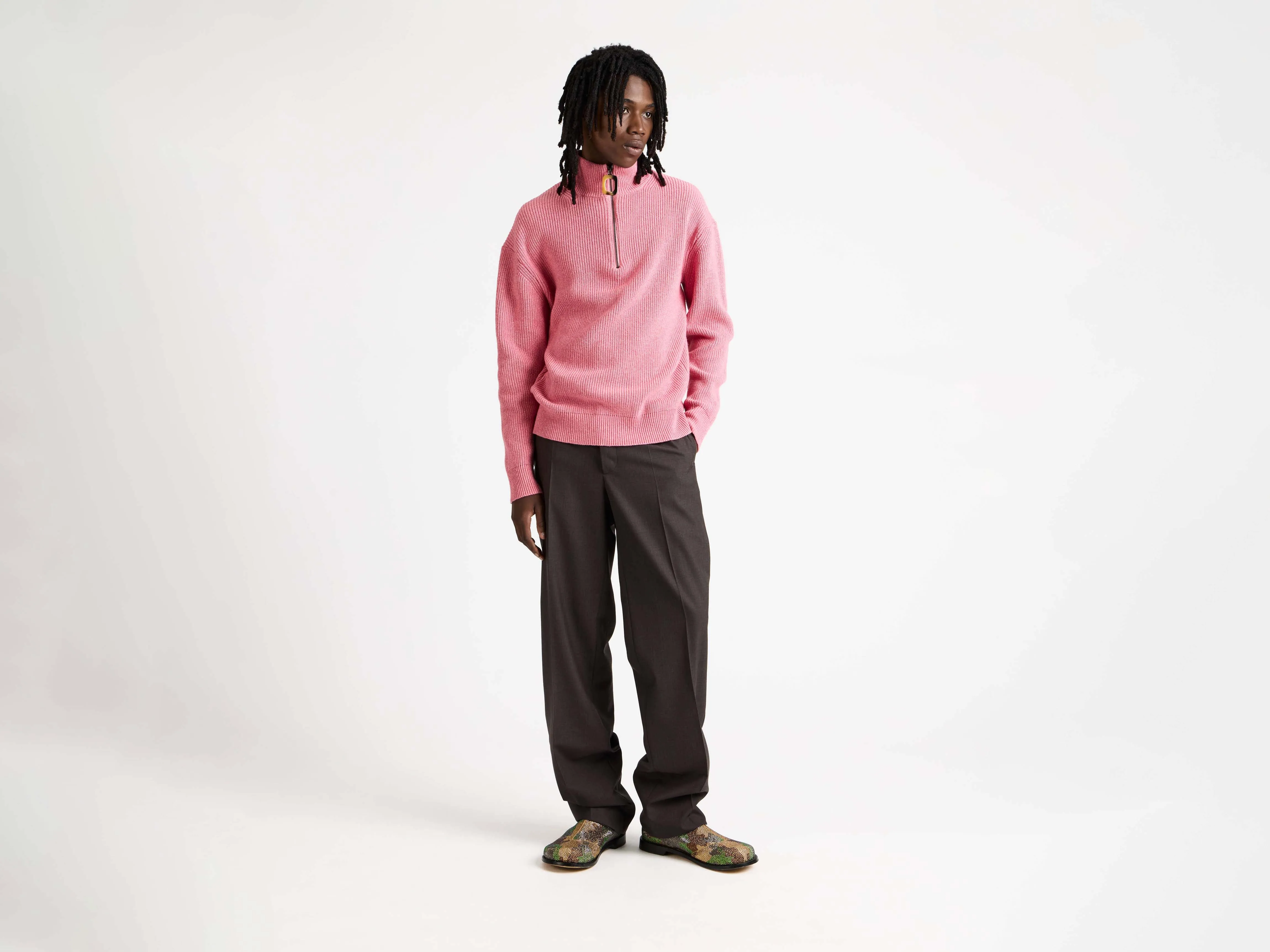 MENS HALF ZIP JUMPER IN BUBBLEGUM sold by J.W. Anderson product image thumbnail 5