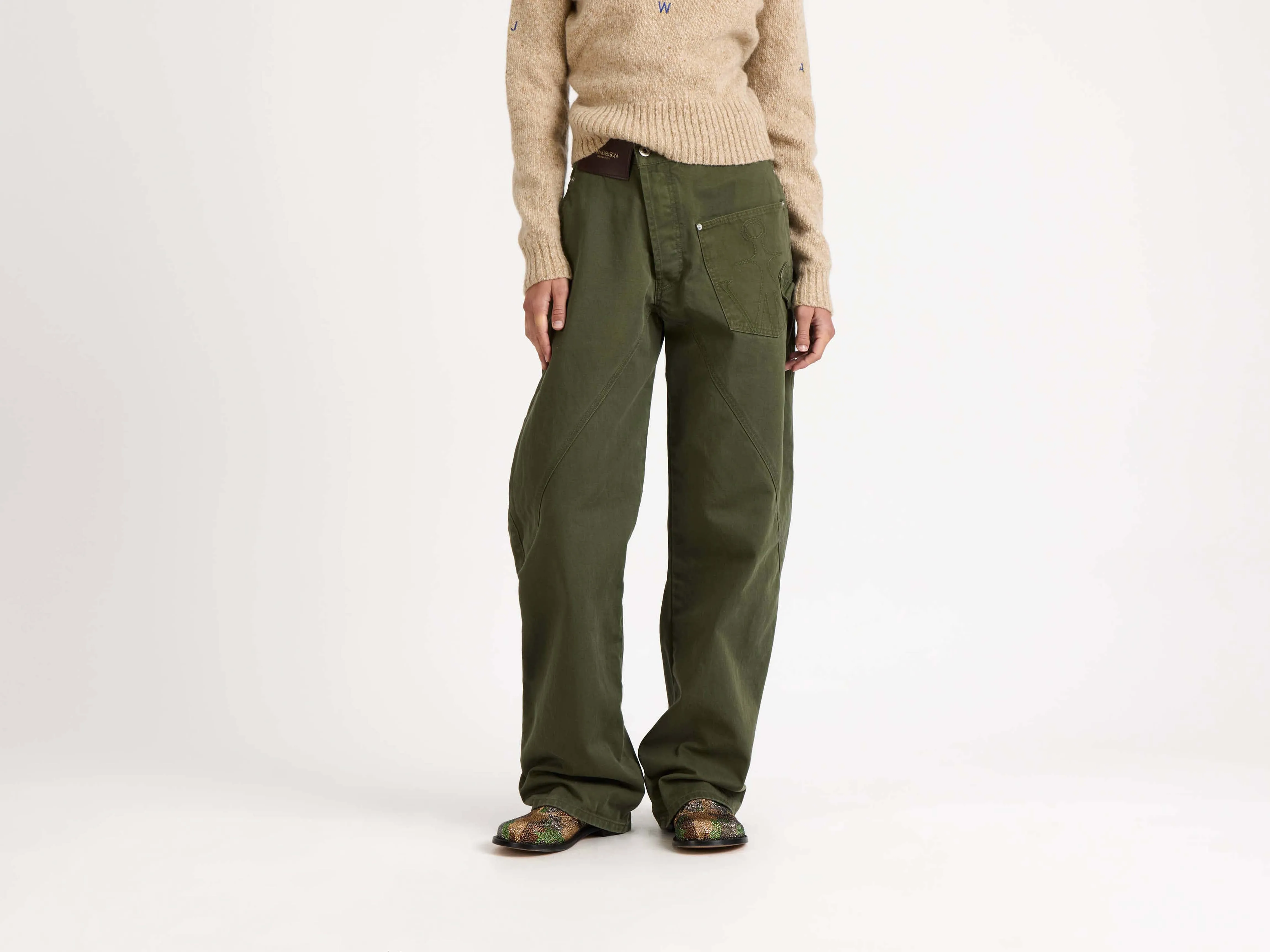 WOMENS TWISTED WORKWEAR DENIM JEANS IN WASHED GREEN sold by J.W. Anderson product image thumbnail 4