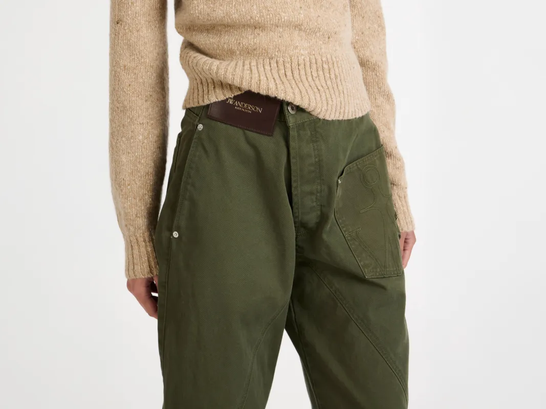 WOMENS TWISTED WORKWEAR DENIM JEANS IN WASHED GREEN made by J.W. Anderson