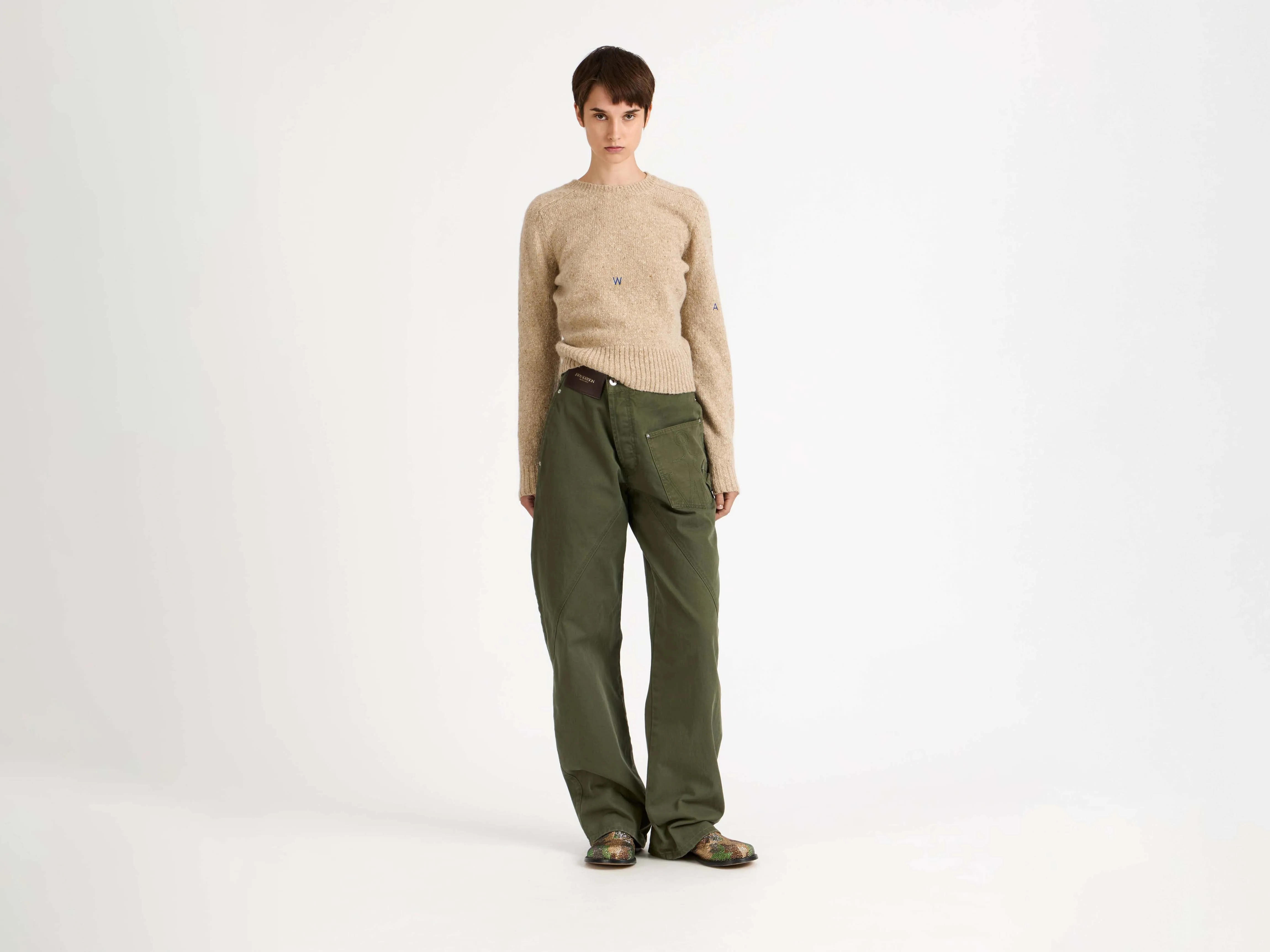 WOMENS TWISTED WORKWEAR DENIM JEANS IN WASHED GREEN sold by J.W. Anderson product image thumbnail 2